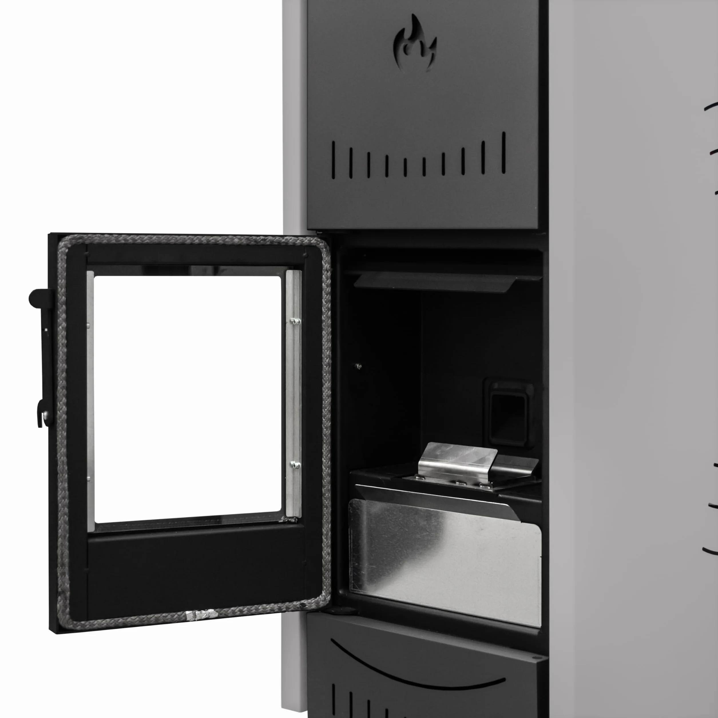 STUFE A PELLET ITALIA SRL- Nowy Jork 22 KW, Kuchenka na pellet, Kuchenka wodna, Ogrzewa do 140 mkw, 5 Poziomów Mocy, Programowalny, Szary