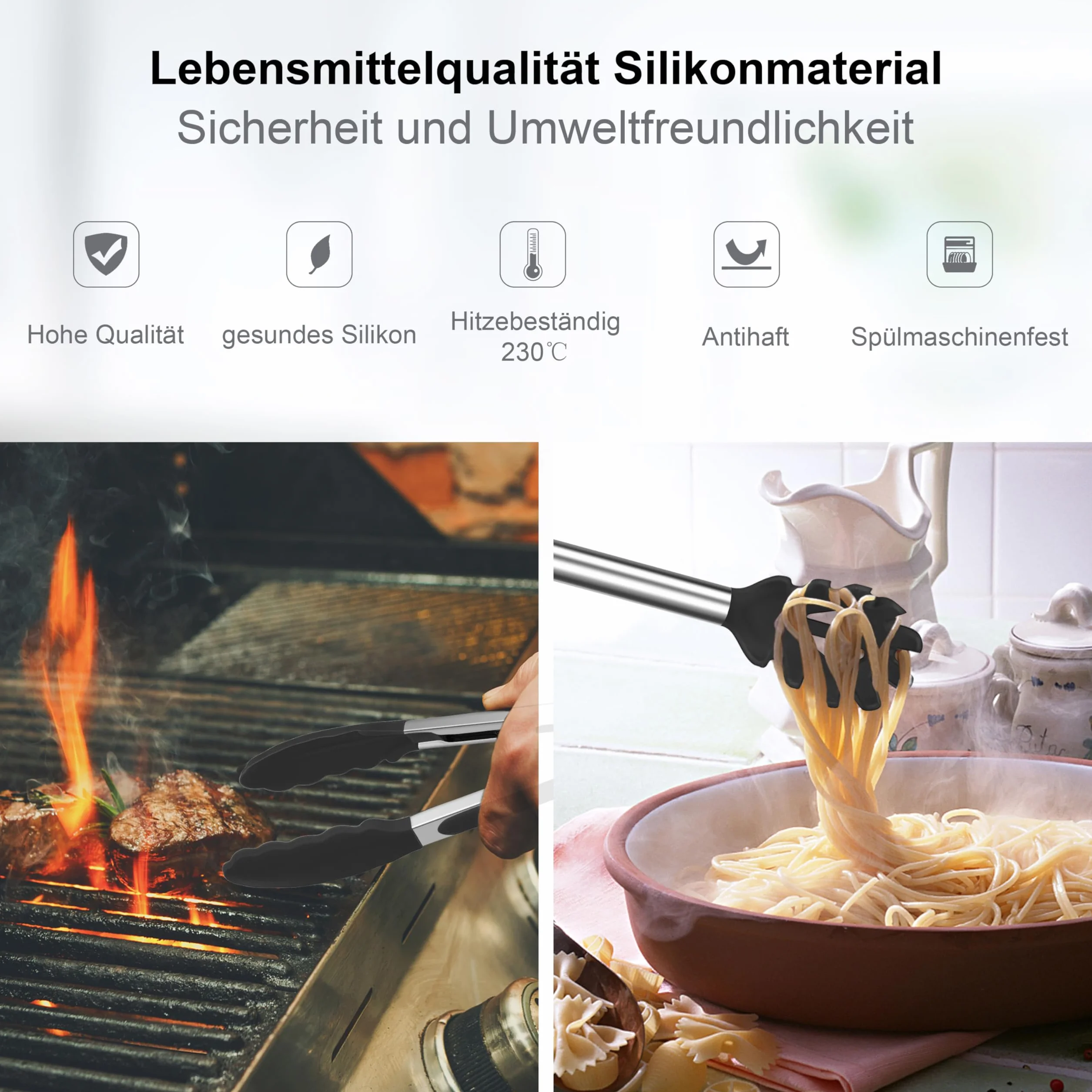 Herogo Zestaw przyborów kuchennych, 25 sztuk, silikonowe przybory kuchenne z uchwytem, odporne na wysokie temperatury, z uchwytem ze stali nierdzewnej, nieprzywierające, zestaw przyborów kuchennych