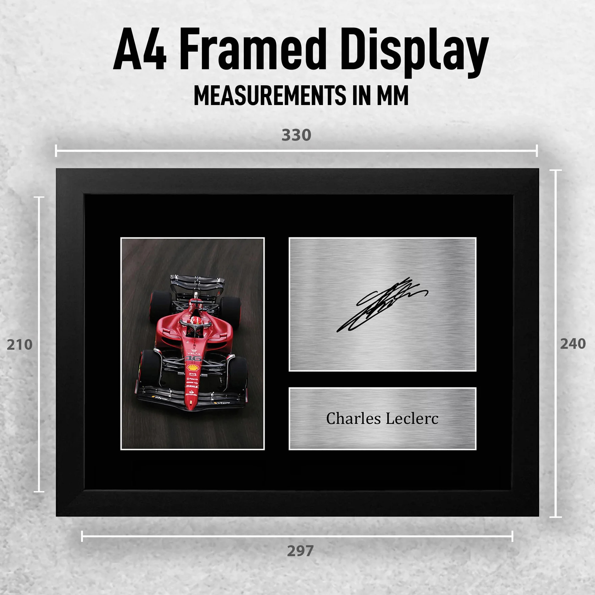 HWC Trading FR A4 Charles Leclerc Formula 1 Prezenty Z Nadrukiem Podpisane Zdjęcie Z Autografem Dla Fanów Wyścigów F1 Formuły 1 - A4 Framed