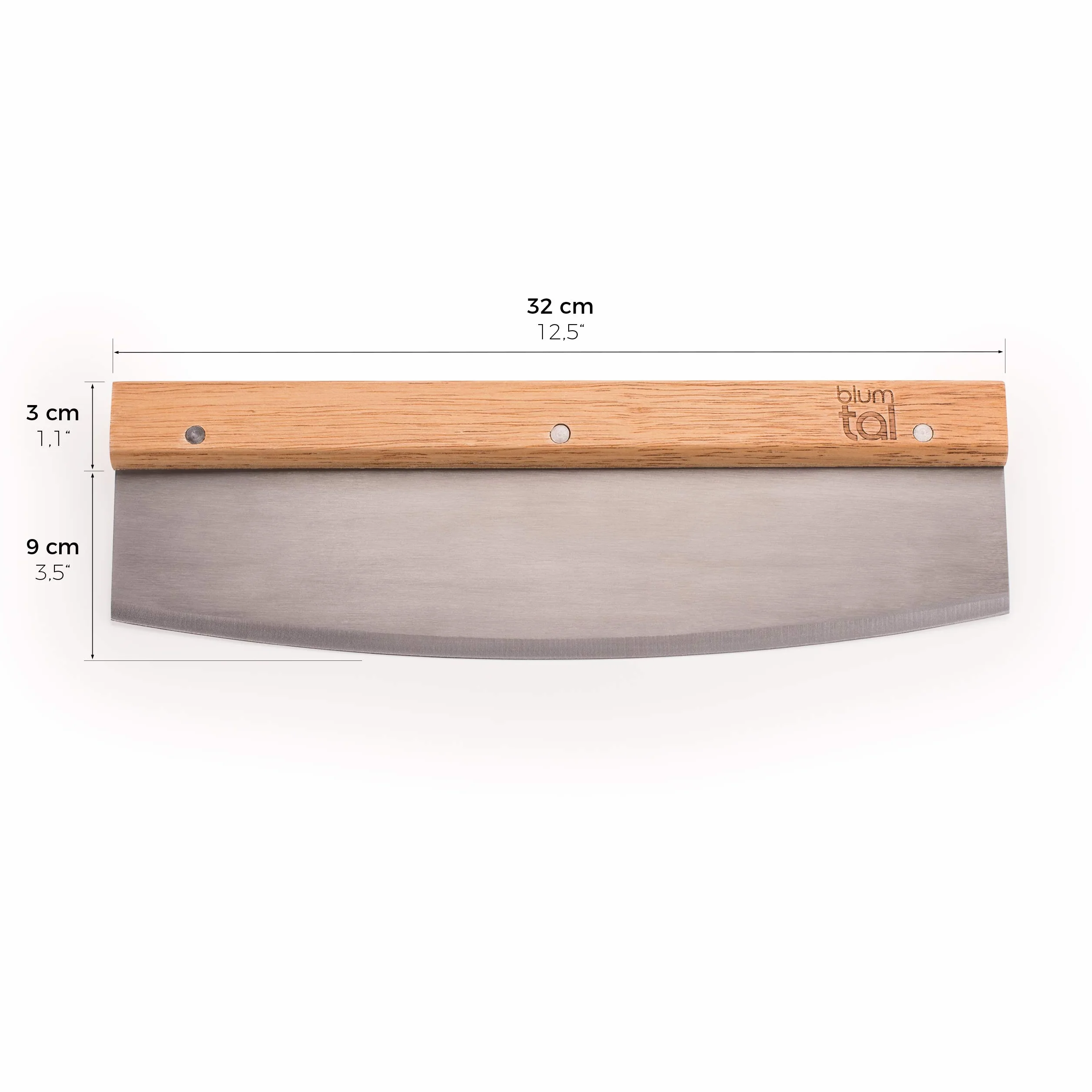 Blumtal Nóż do pizzy ze stali nierdzewnej - Profesjonalny nóż do pizzy z ostrzem ze stali nierdzewnej o długości 32 cm - Nóż do krojenia pizzy z drewnianym uchwytem - Ostry nóż do pizzy