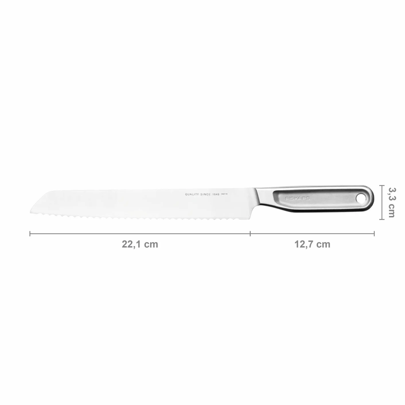 Fiskars Nóż do chleba All Steel, długość całkowita: 34,8 cm, japońska twarda stal Aichi, 1062883