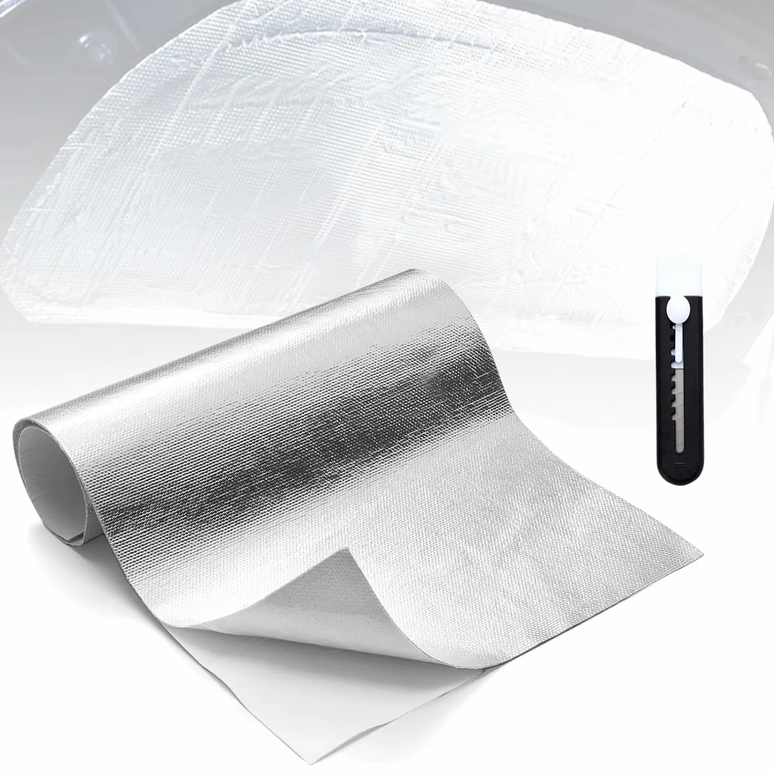 Aluminiowa mata chroniąca przed wysoką temperaturą, 60 x 400 cm, aluminiowa mata izolacyjna, mata izolacyjna chroniąca przed wysoką temperaturą, samoprzylepna, tylna strona folia ochronna przed wysoką