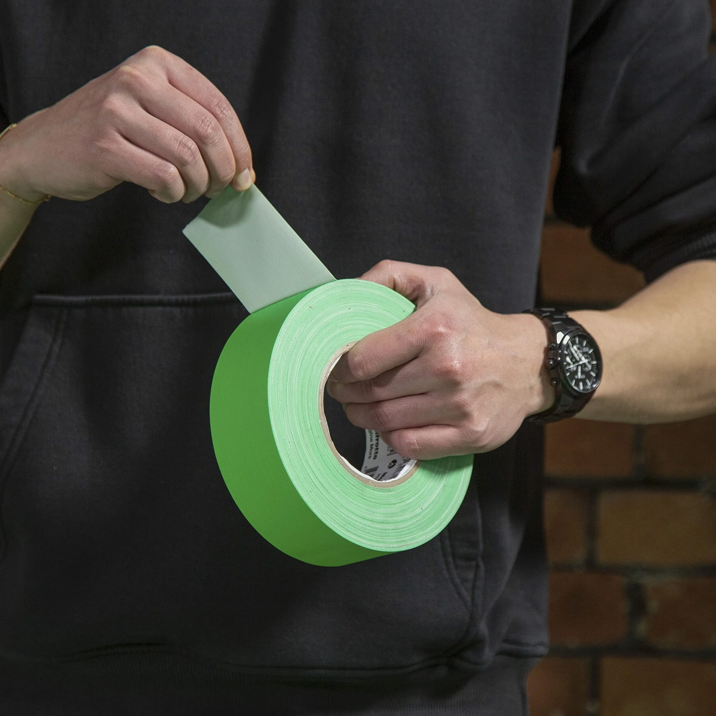 Manfrotto Chroma Key Green Gaffer Tape 50 mm x 50 m, taśma najwyższej jakości, bardzo mocne trzymanie, odpowiednia do techniki kluczowania, StudioLink, panoramiczne tło, LL LB7966