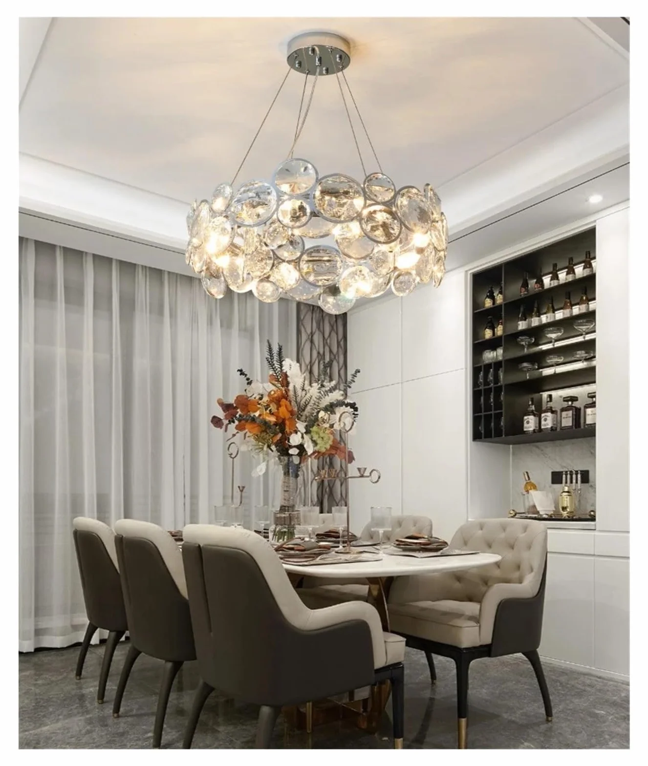 Styl nordycki chromowany żyrandol luksusowe kryształowe lampy wiszące LED do salonu nowoczesna romantyczna lampa wisząca do sypialni jadalni, nowoczesne oświetlenie (78 cm)