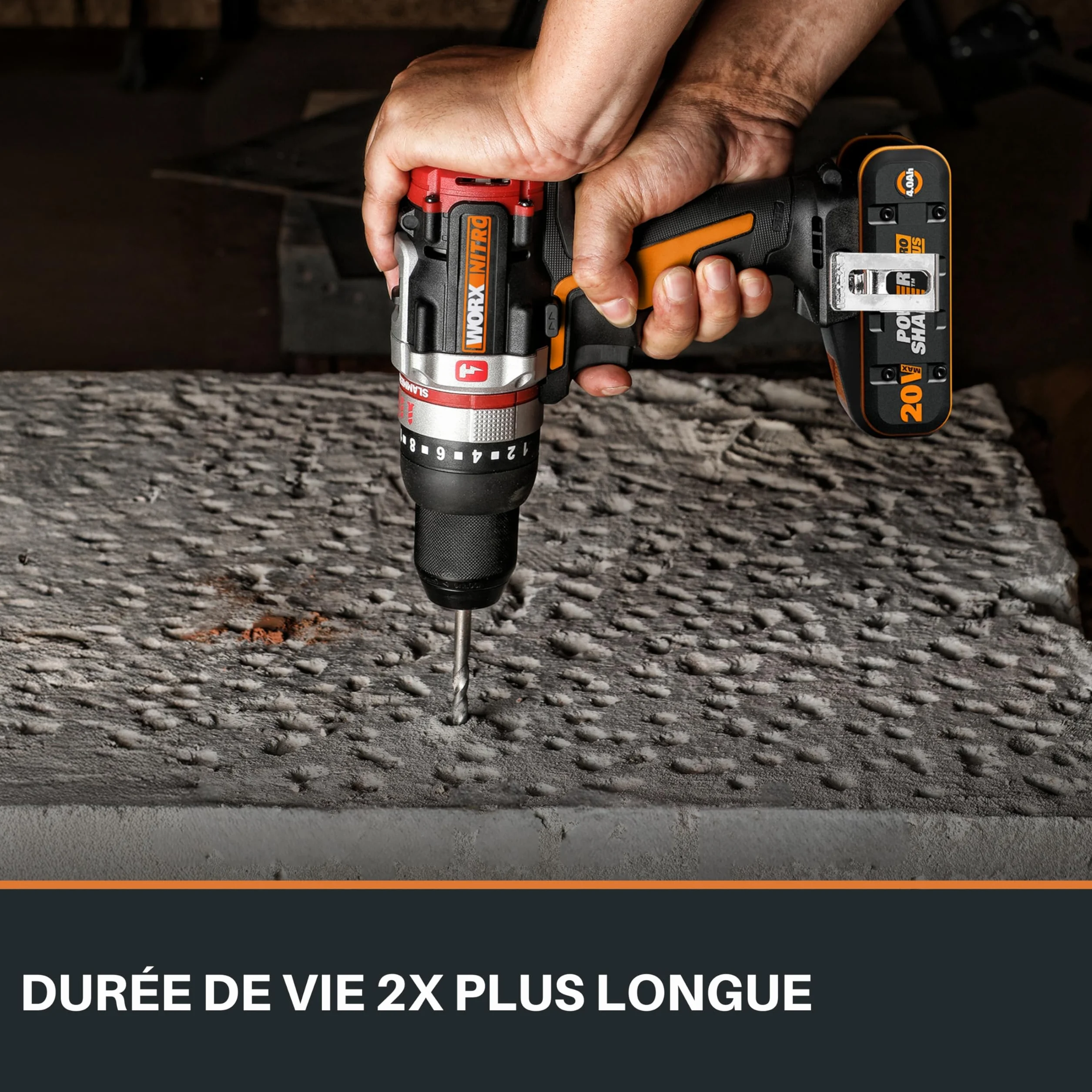 WORX Akumulator Powershare Pro Plus 20V 4Ah WA3646, akumulator o długim cyklu, z technologią o wysokiej wydajności, wbudowanym wskaźnikiem, kompaktowy i lekki, kompatybilny ze wszystkimi narzędziami