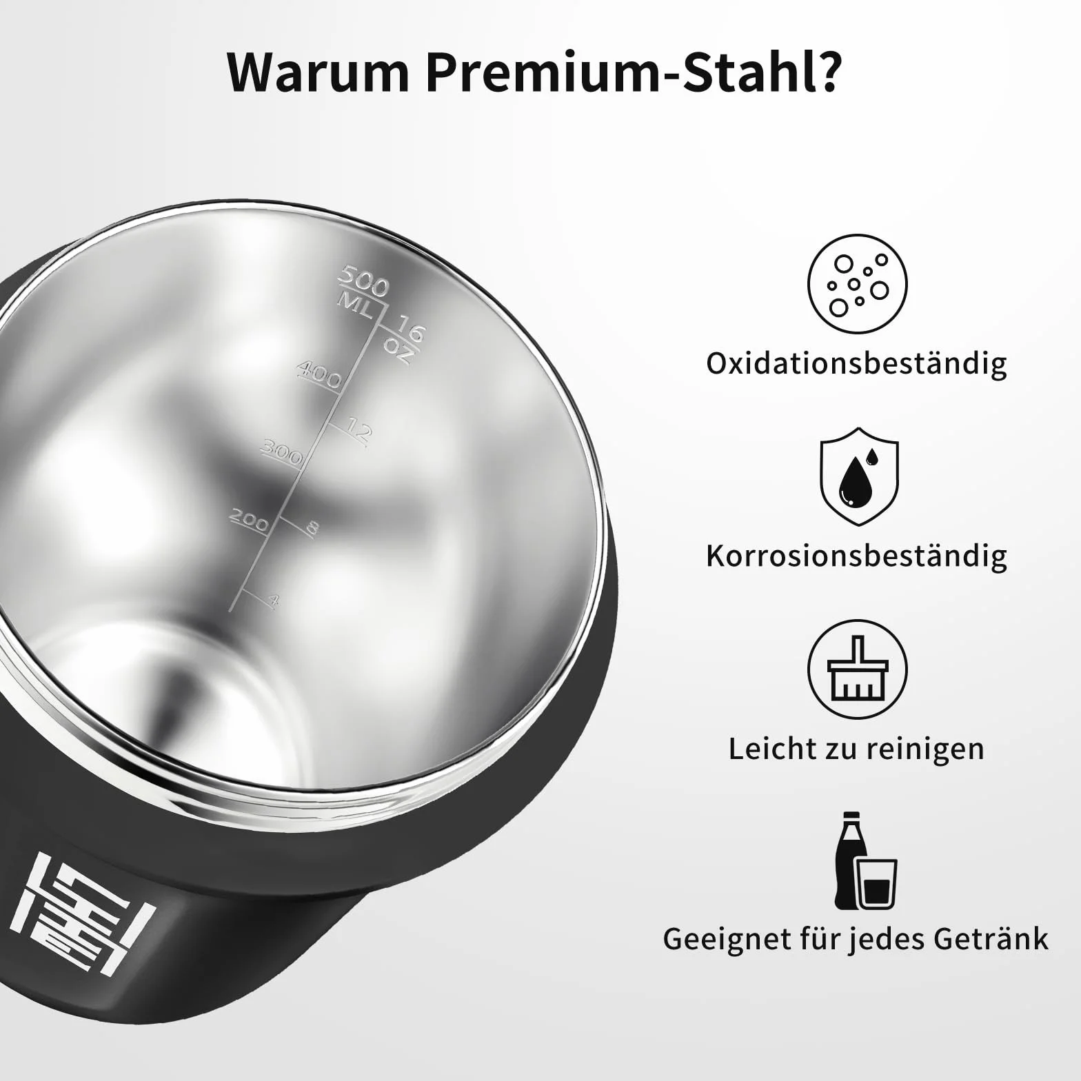 LHHW Shaker proteinowy ze stali nierdzewnej 500 ml – nie wymaga mieszanej kuli, utrzymuje zimno, szczelny, nie zawiera BPA, shaker proteinowy