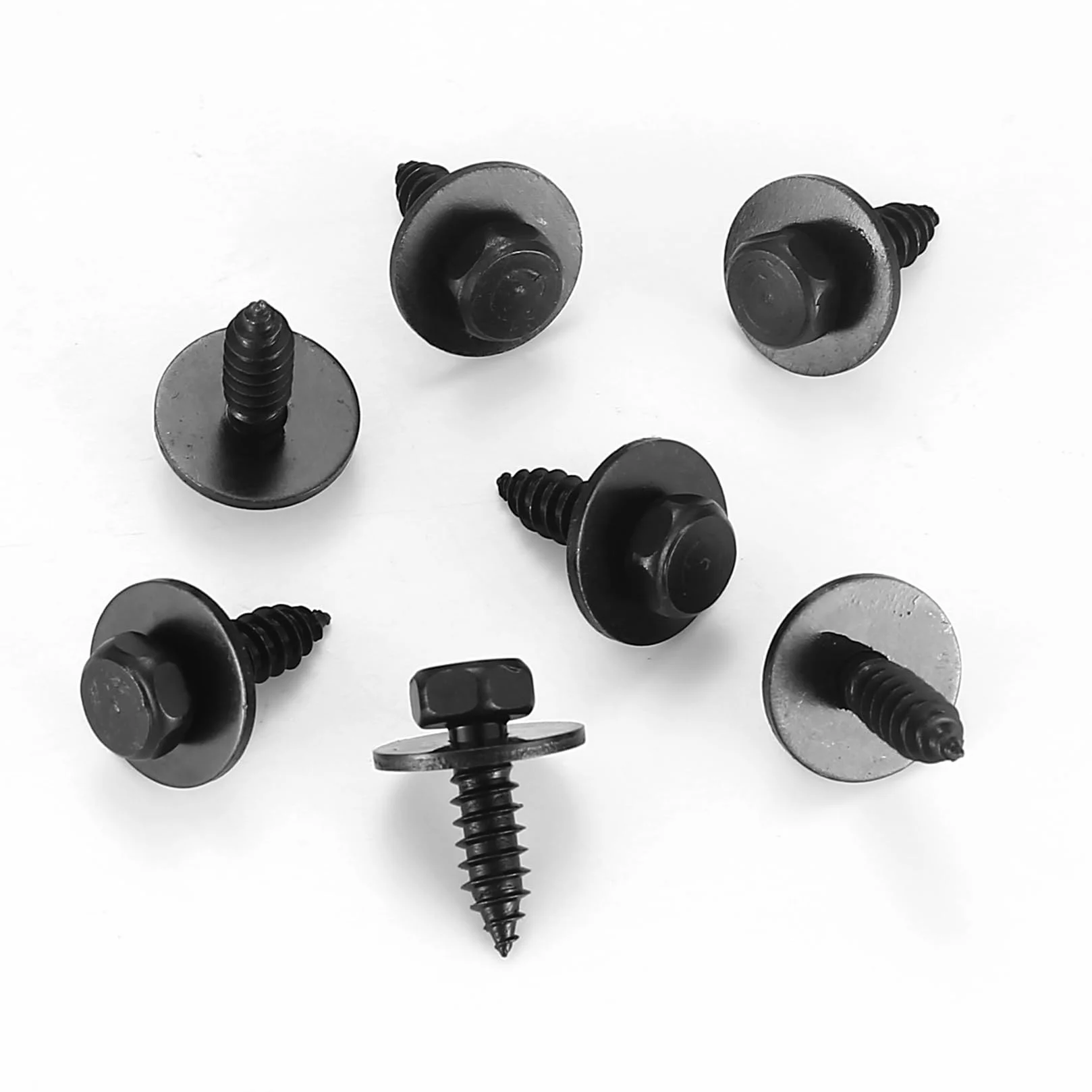 ywchaoshe 55 szt. Samogwintujących wkrętów z nakrętką sześciokątną i uszczelką, 5,5-6 mm x 19 mm Samogwintujące wkręty sześciokątne, samozaciskowe, czarne, do karoserii samochodowych i metalu
