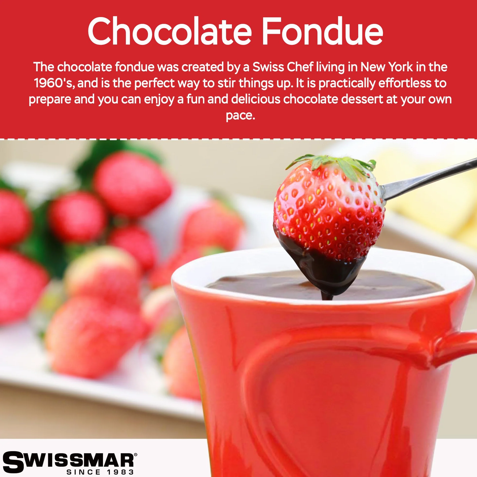 Zestaw 4 sztuk Sweetheart Ceramic/Czekoladowe Fondue ze stali nierdzewnej, czerwony, 120 ml, świeca tealight, zmywarka do naczyń, pudełko upominkowe