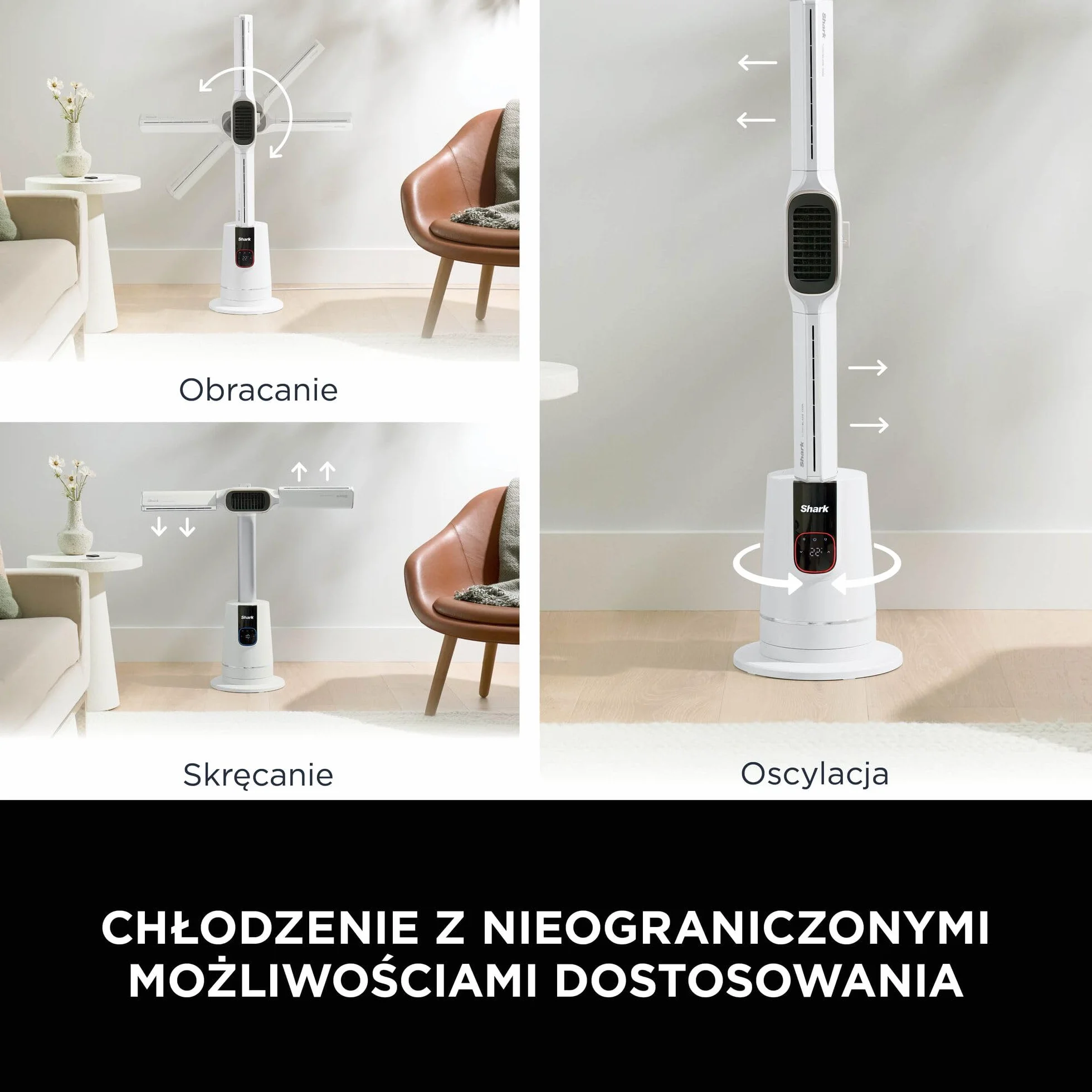 Shark TurboBlade Cool + termowentylator, podwójny wentylator i nagrzewnica, z pilotem zdalnego sterowania, perłowy, TH200EUWH