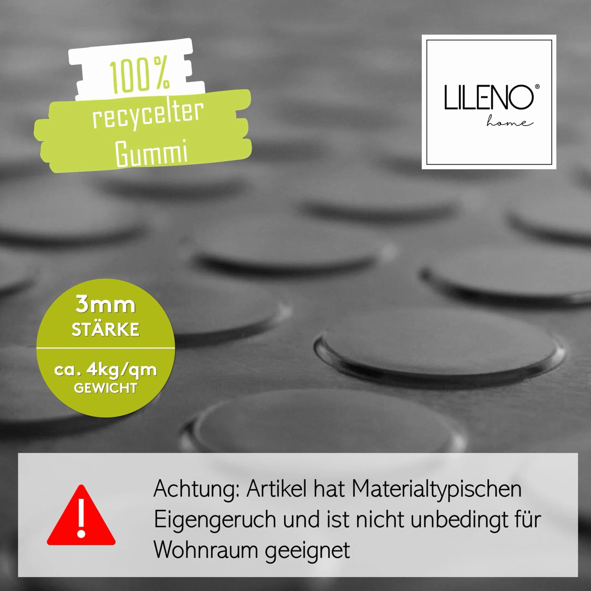 LILENO HOME Mata gumowa z wypustkami (3 mm), towar sprzedawany na metry, 50 x 100 cm jako podłoga warsztatowa, mata antypoślizgowa, nakładka na stół warsztatowy i mata podłogowa, do piwnicy, przyczepy, garażu