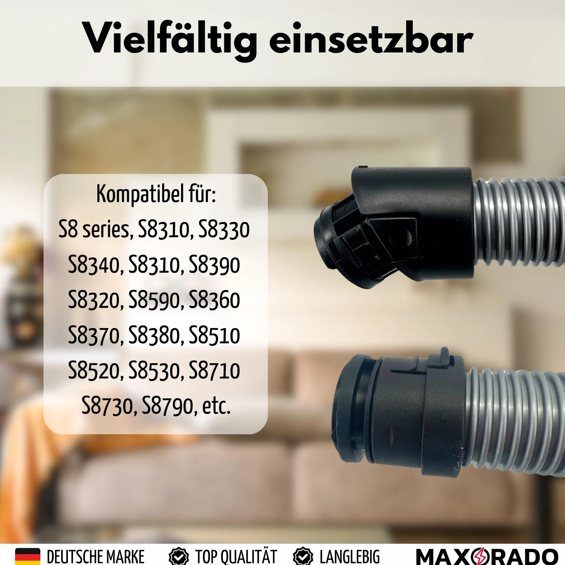 Wąż do odkurzacza kompatybilny z Miele S8 S8000 C3 Complete & C3 Compact np. S8330 S8390 83790 C3 EcoLine Cat&Dog PowerLine Silence itp. Części zamienne do Miele Standard 1,8 m