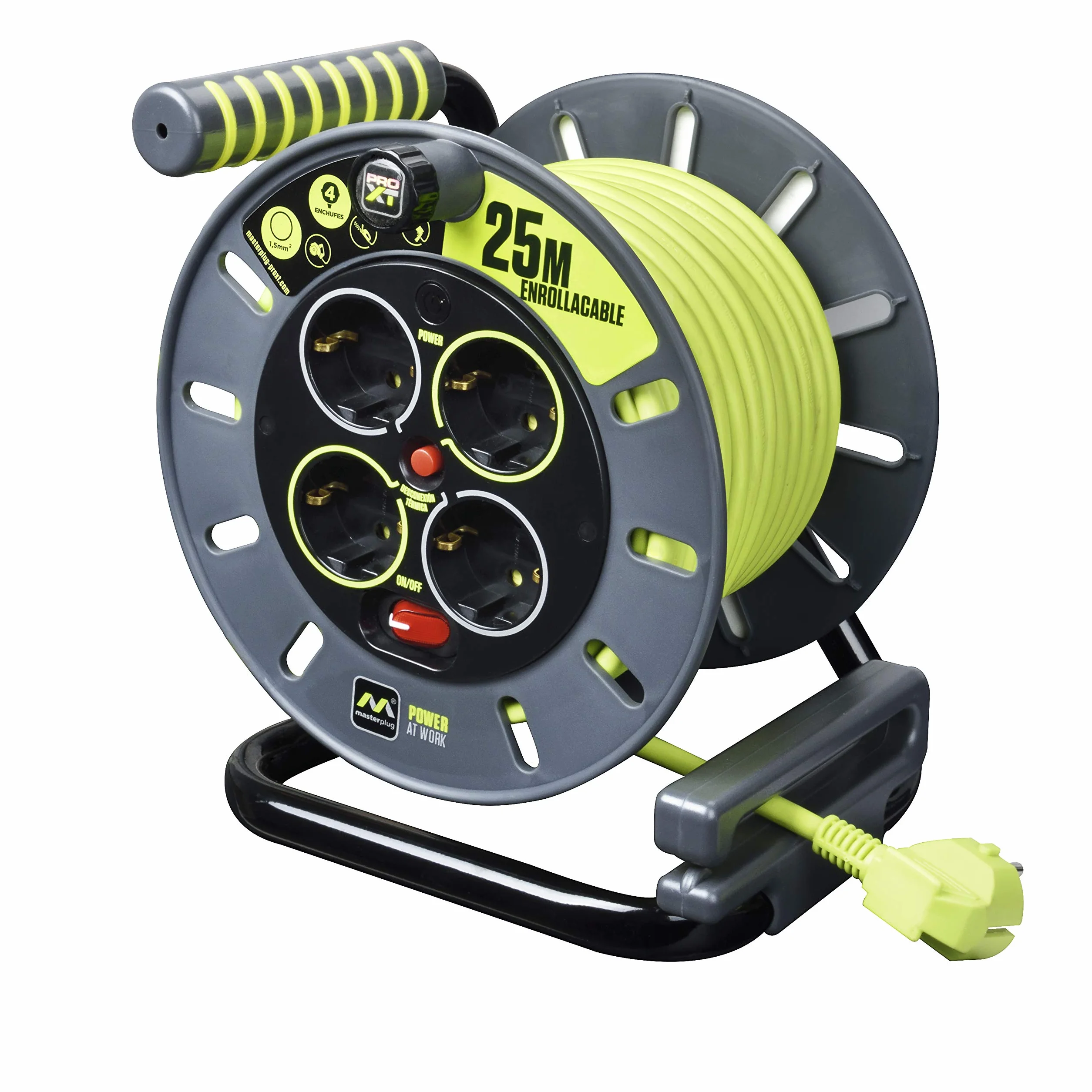 Masterplug OME25164SL-PX Rewind Cord, 3000 W, 250 V, szary/zielony pistacjowy