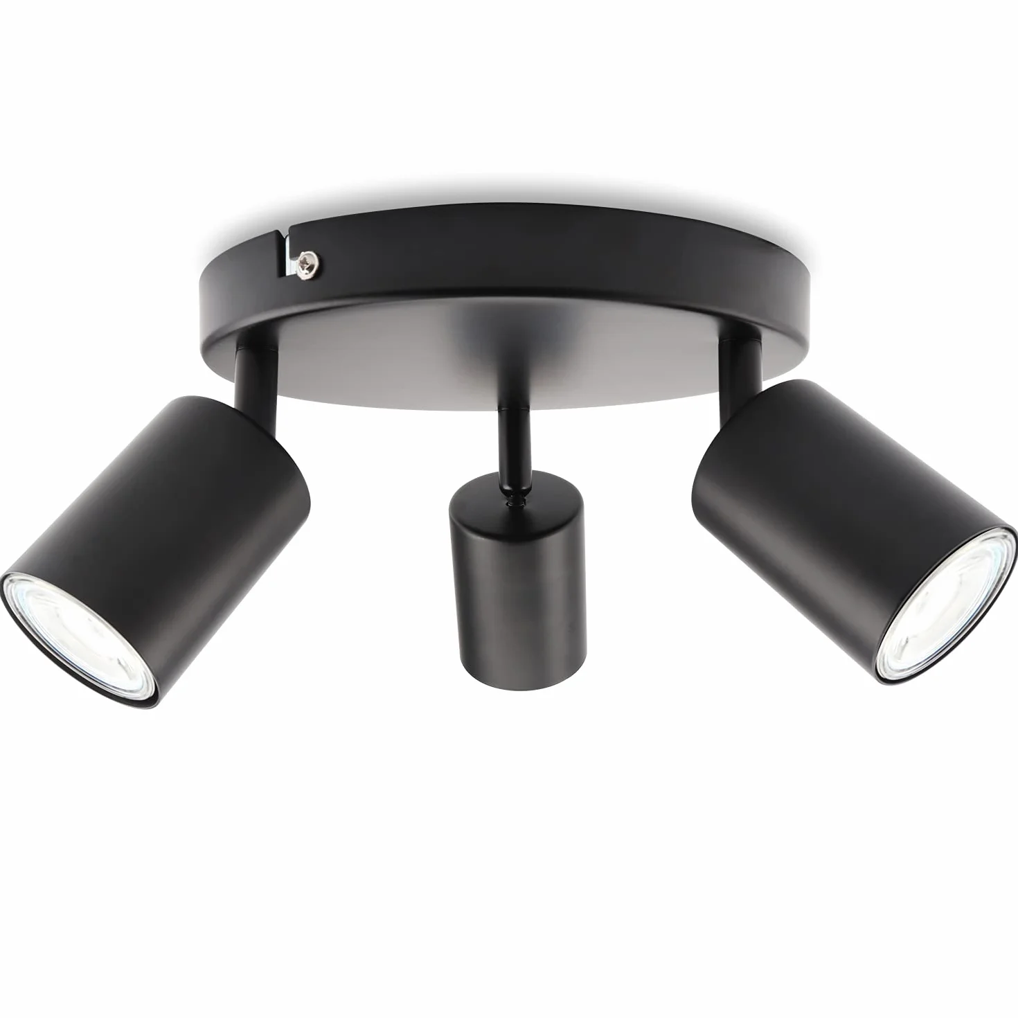 da LIGHT Lampa sufitowa LED z 3 żarówkami, obrotowa, obracana, lampa sufitowa GU10 (bez żarówki), retro, vintage, 230 V, czarna, do salonu, sypialni, kuchni