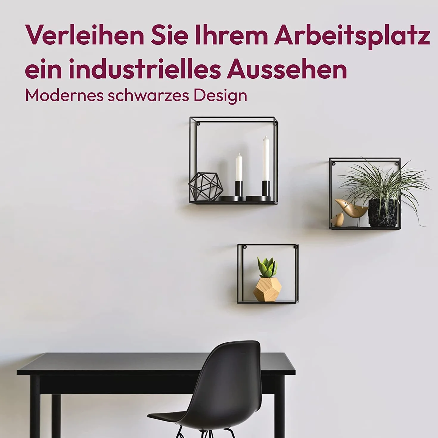Gadgy Zestaw 3 Półek Ściennych z Czarnego Metalu Industrialne Półki Dekoracyjne