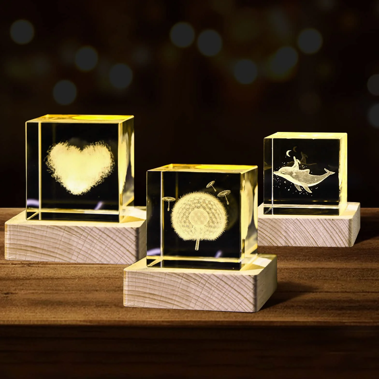 Podstawa wyświetlacza LED z pilotem 16 kolorów drewniana podświetlana stojak do szkła kryształowego 3D kwadratowy 8 cm