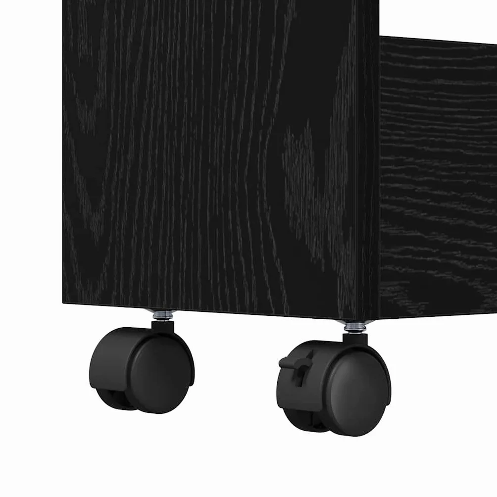 vidaXL Wąski Wózek do Przechowywania Czarny Dąb 60 x 22 x 80 cm, Nowoczesny wózek kuchenny, prostokątny design, trwały organizer, wąska konstrukcja do domu