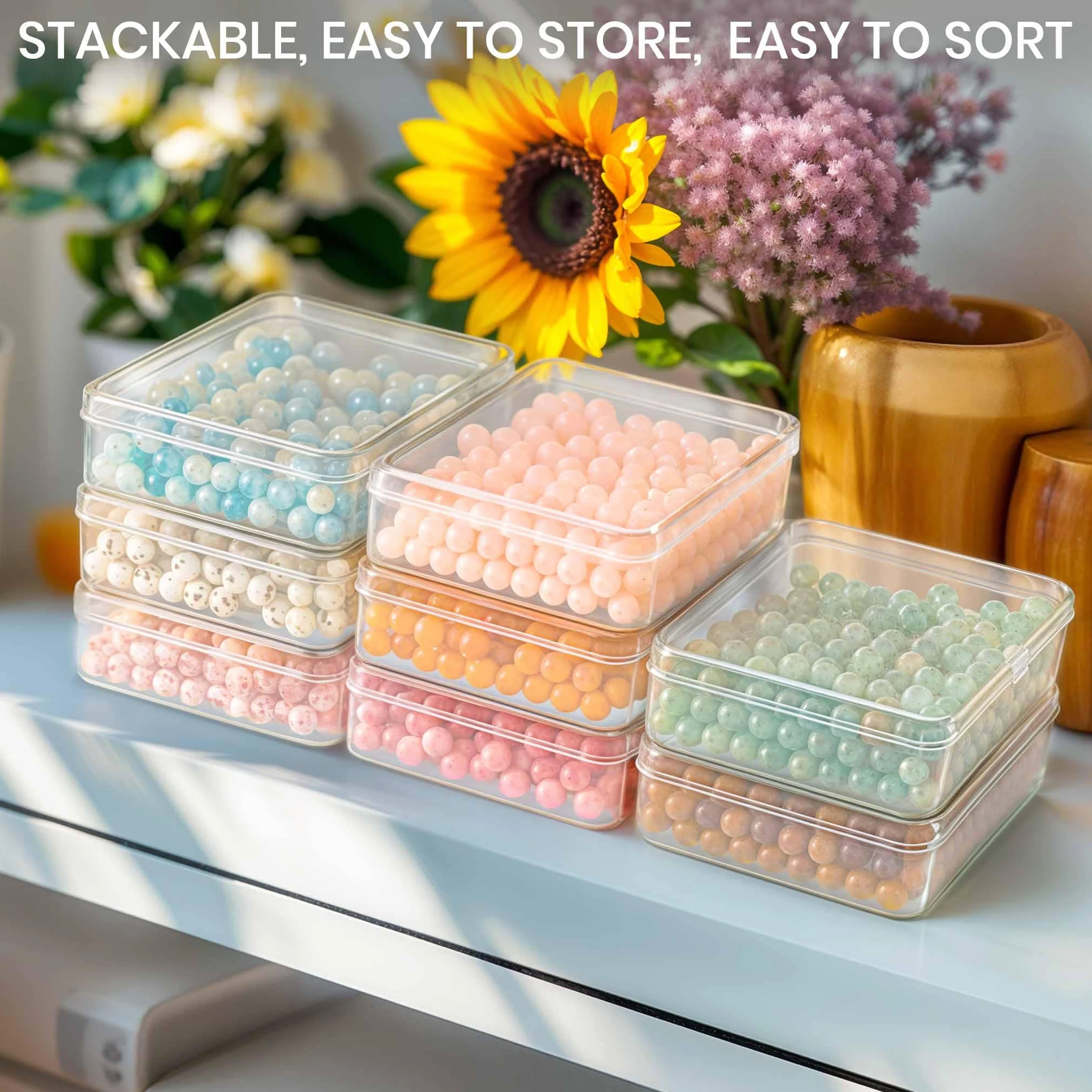 BELLE VOUS 12 małych przezroczystych plastikowych pojemników do przechowywania z pokrywą na zawiasach, 11,2 x 8,3 x 2,8 cm, mini pudełka na tabletki, koraliki, biżuterię i artykuły rzemieślnicze