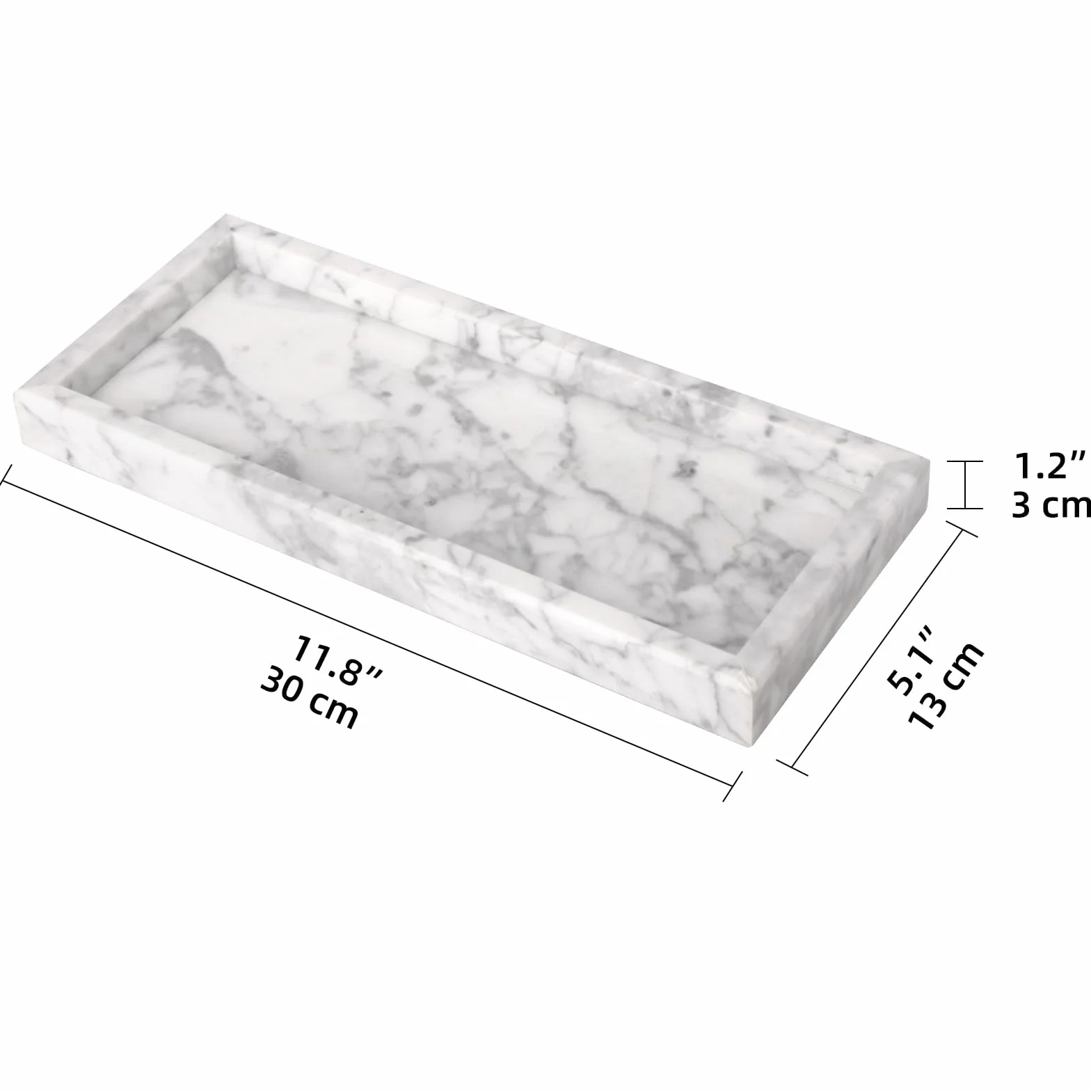 Taca marmurowa 30x13x3 cm kremowo-biała czarna ciemnozielona Carrara