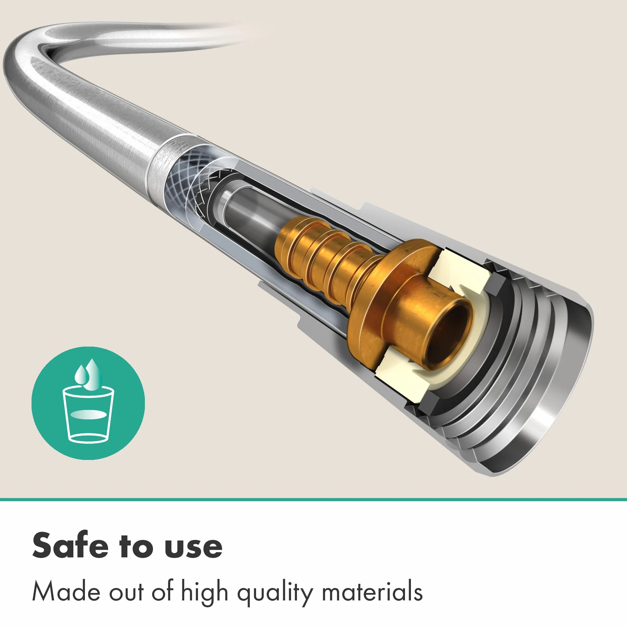 hansgrohe Isiflex - wąż prysznicowy 1,60 m, nie plącze się, elastyczny wąż prysznicowej z zabezpieczeniem przed załamaniem, z uszczelkami, chrom, 28276000