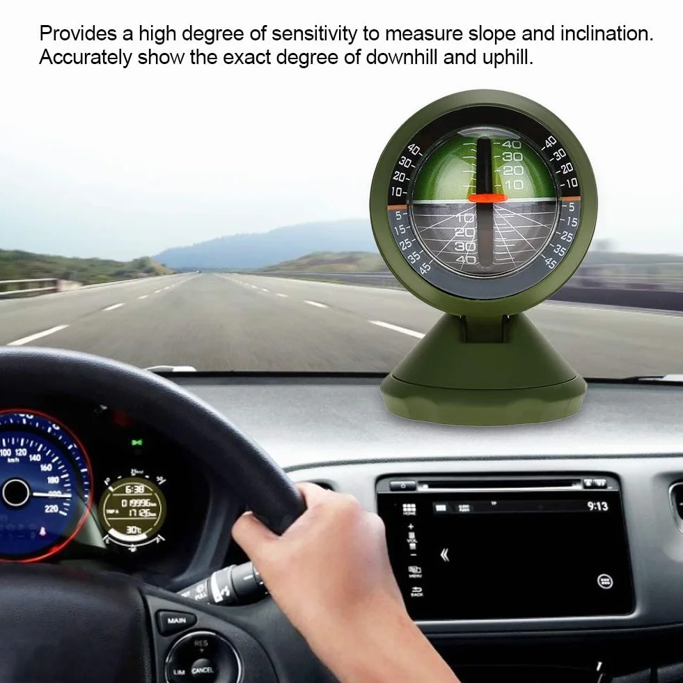 Poziom pochyłomierza samochodu kompas samochodowy zewnętrzny wielofunkcyjny sprzęt pochyłomierza samochodowego miernik nachylenia kąta balanser Luminous High Precise Car Compass Clinometer Indicator