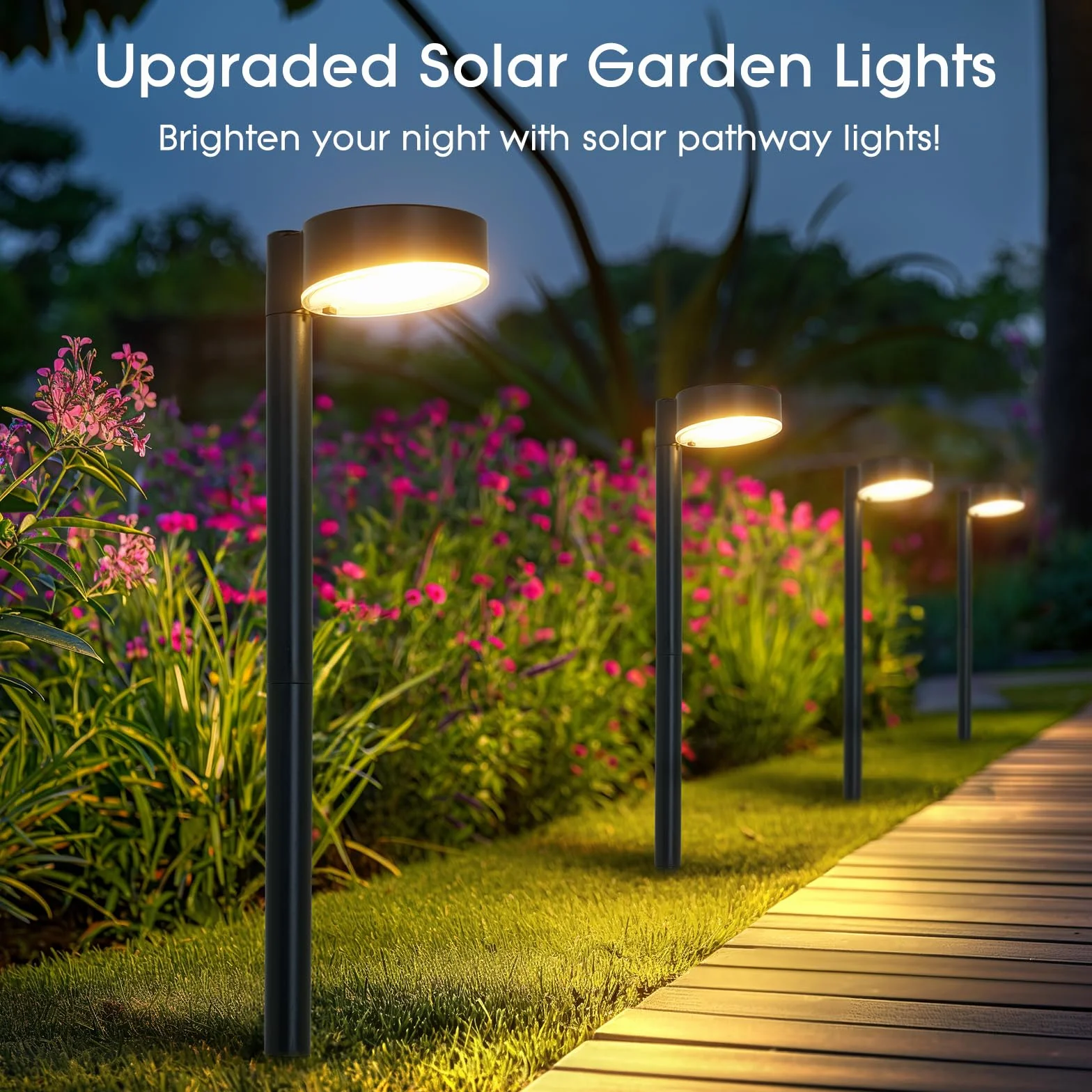 BUCASA Lampy solarne do ogrodu, 6 x 12 diod LED, jasne lampy solarne do użytku na zewnątrz, z dłuższym czasem pracy, wodoszczelność IP65, solarne lampy ogrodowe, dekoracja na trawnik, taras, podwórko