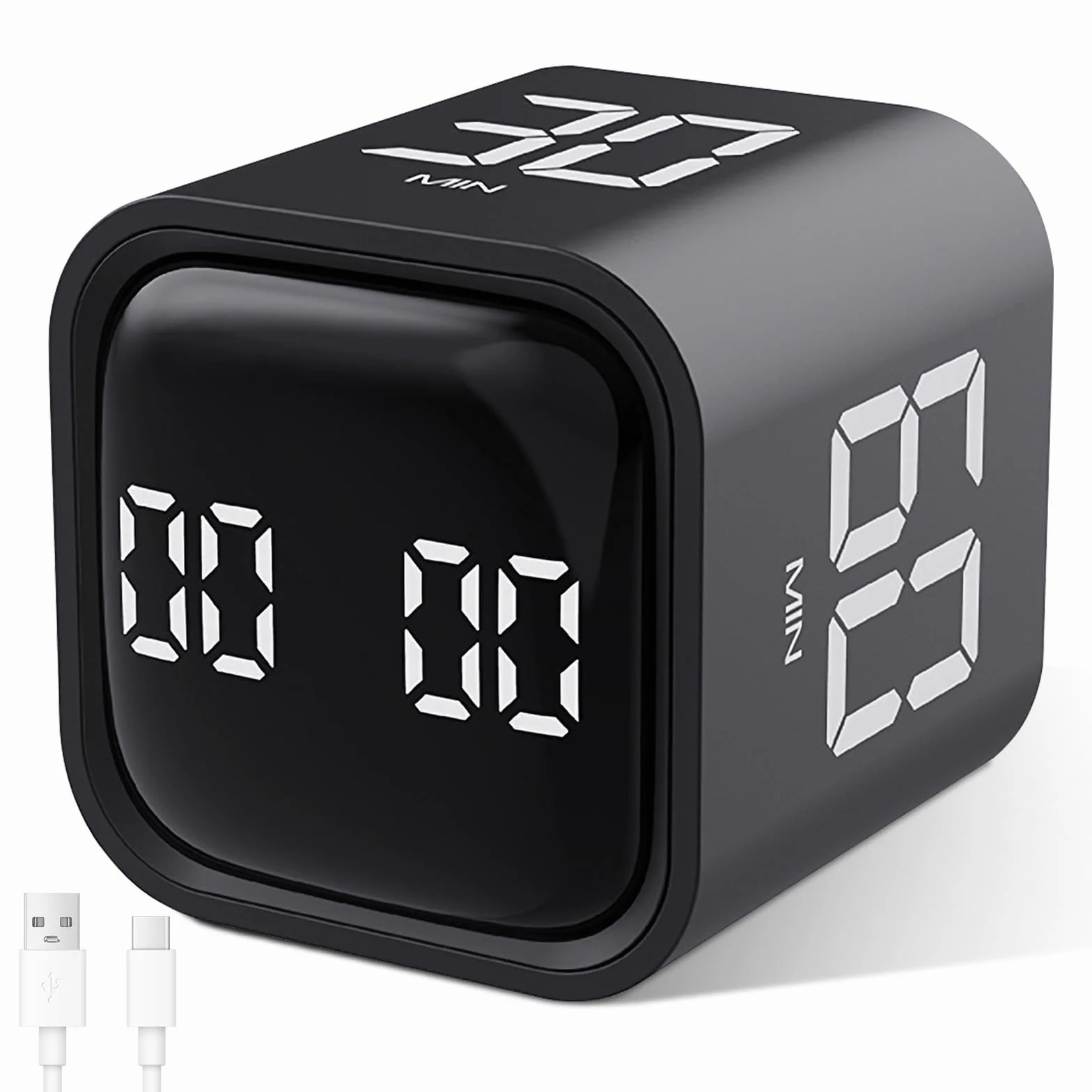 Cuteefun Pomodoro timer cyfrowy obrotowy Cube timer 5/10/30/60 minut odliczanie z wibracjami