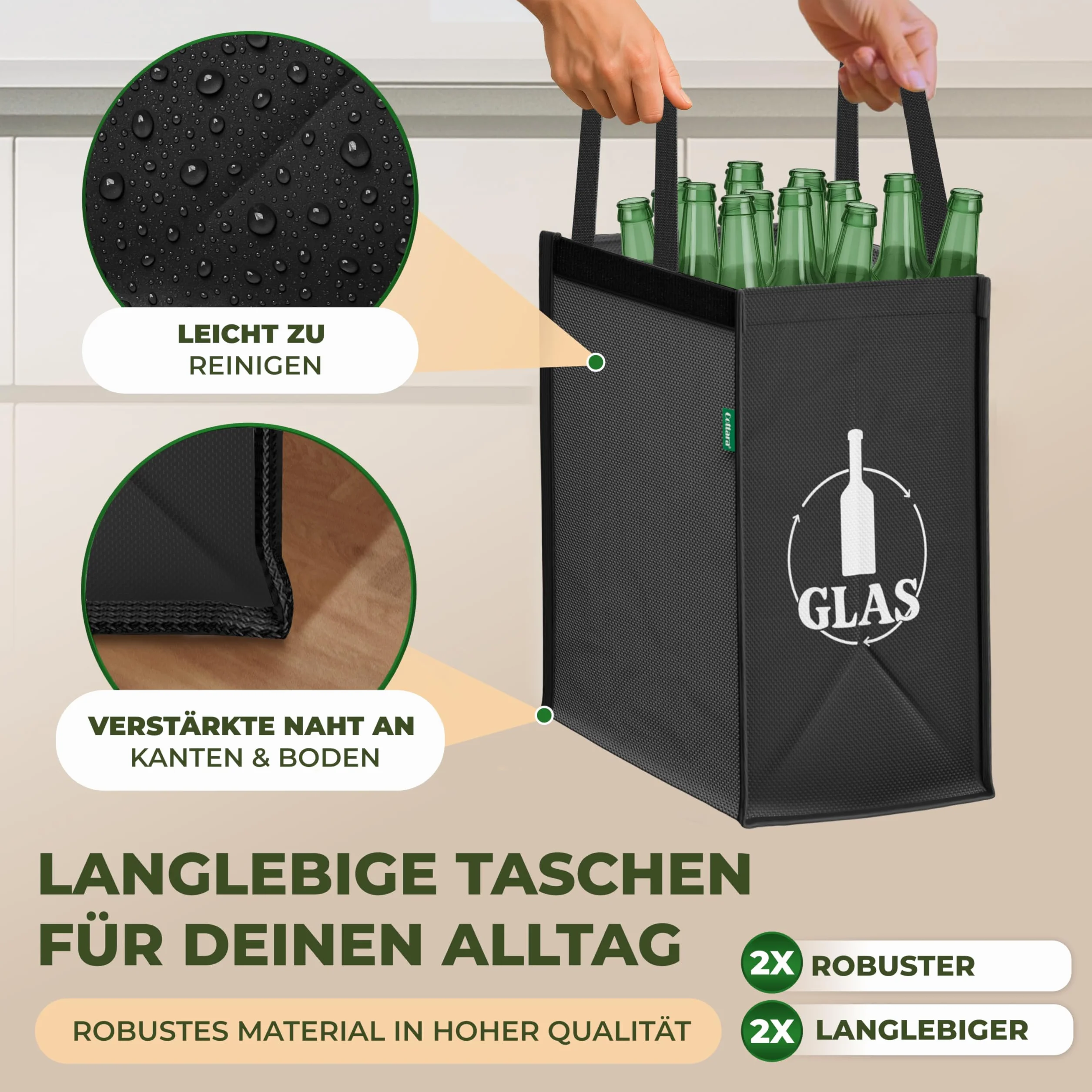 COTTARA 3-krotny system segregacji śmieci plastik szkło papier stabilna podstawa