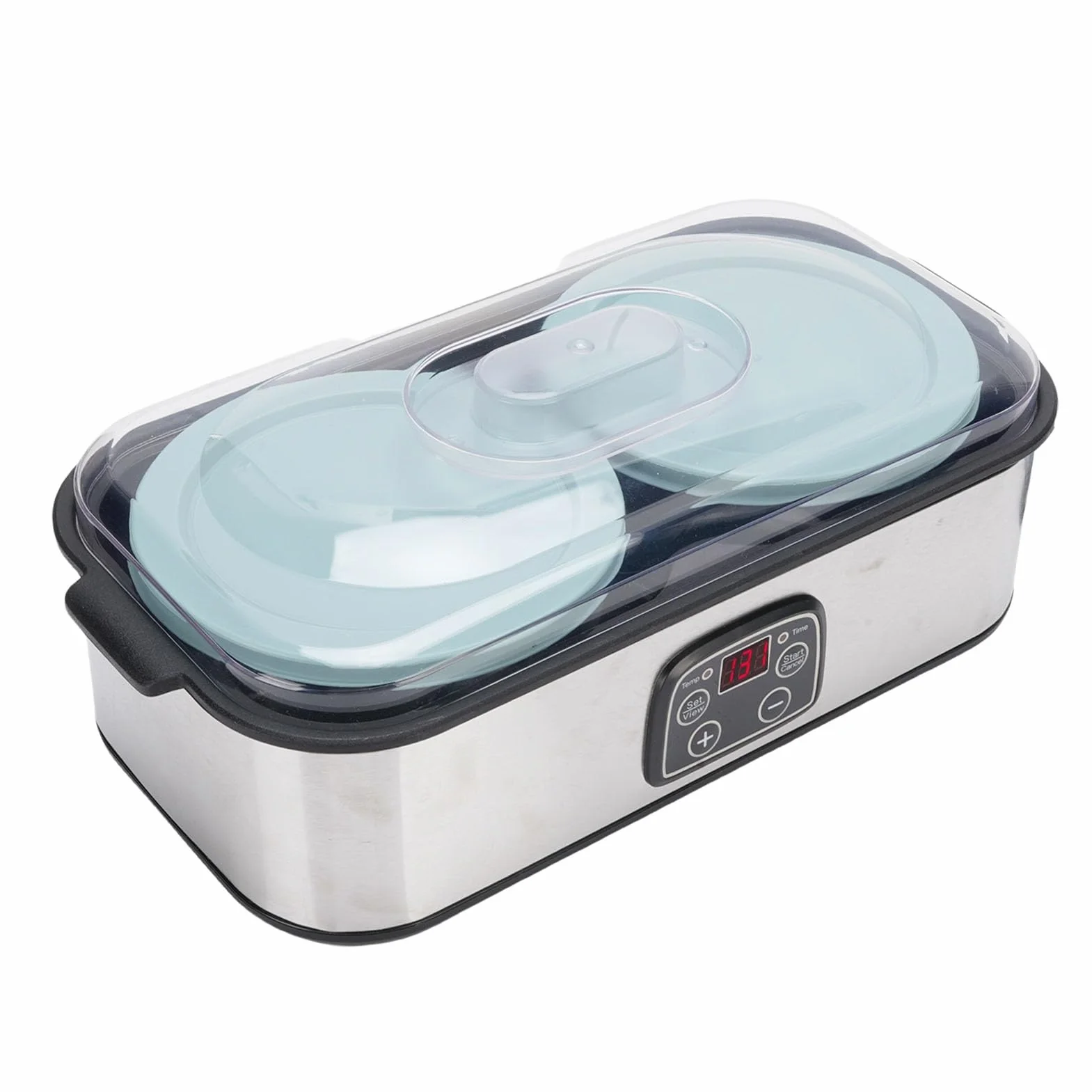 Ejoyous Jogurtownica, Joghurt Maker w Zestawie z 2 Szklanymi Pojemnikami 1000 Ml Automatyczna Regulacja Temperatury Cyfrowy Timer 0-48 Godzin, do Greckiego Jogurtu, Sera (Wtyczka UE 220 V)
