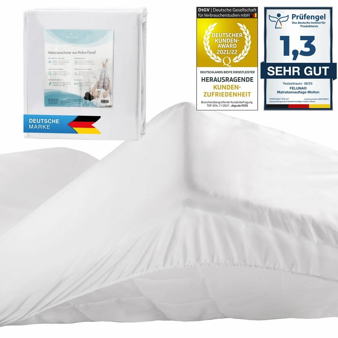 Feluna® wodoodporny ochraniacz na materac Premium podkładka pod łóżko Molton; Wkład do łóżka Four Seasons wykonany z flanelowych ochraniaczy na materac (90x190cm)