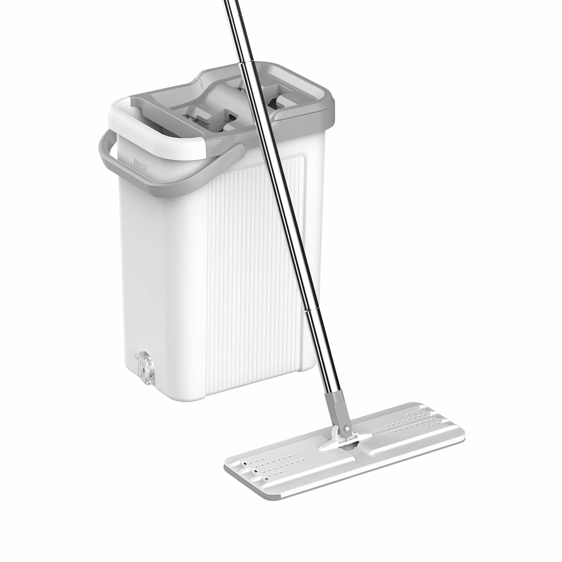 Teesa Mop Czyszczący Płaski Dwukomorowe Wiadro 7,5 L Szary R19