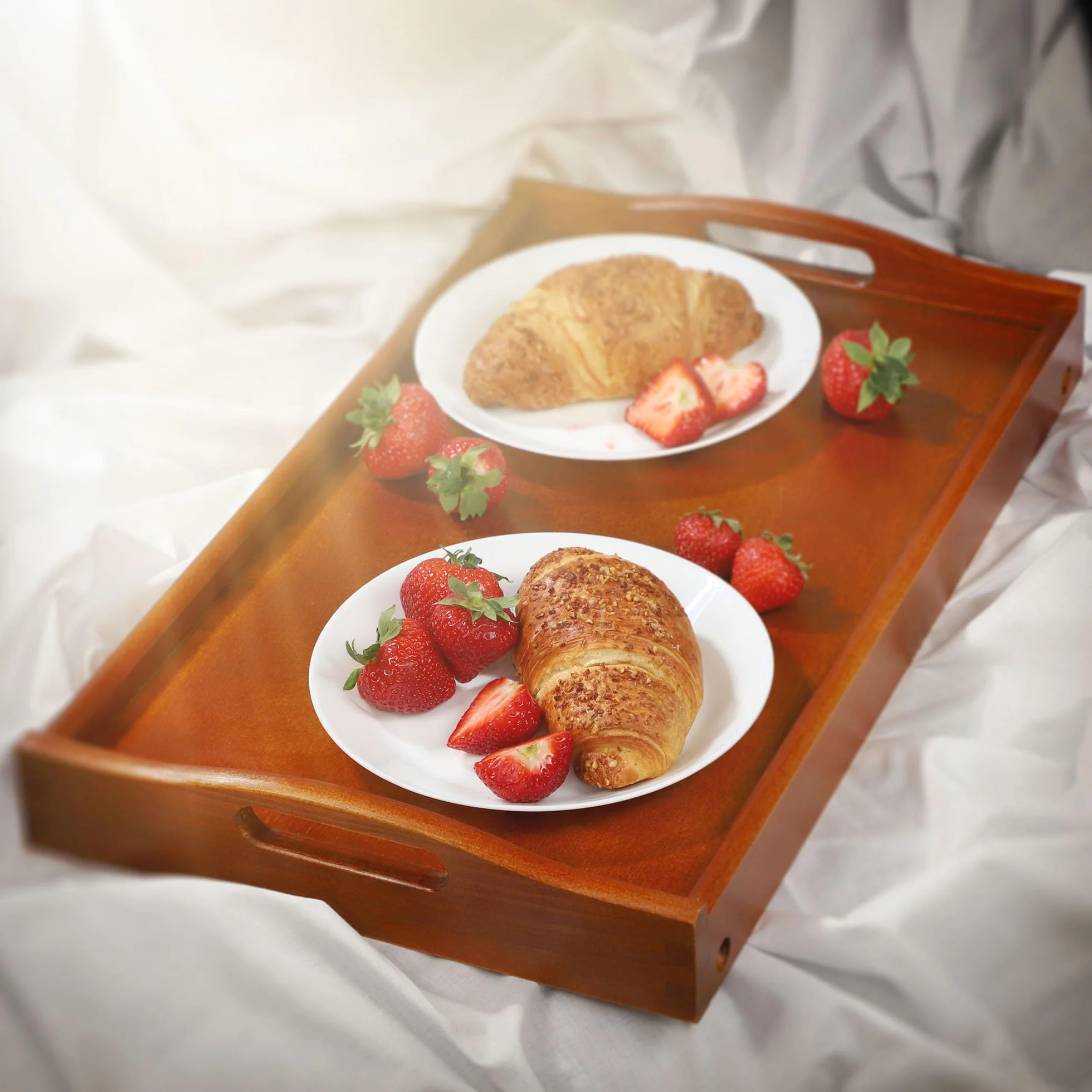 KADAX Stolik do łóżka taca śniadaniowa z drewna sosnowego 19 x 30 x 50 cm składana taca do serwowania brązowy
