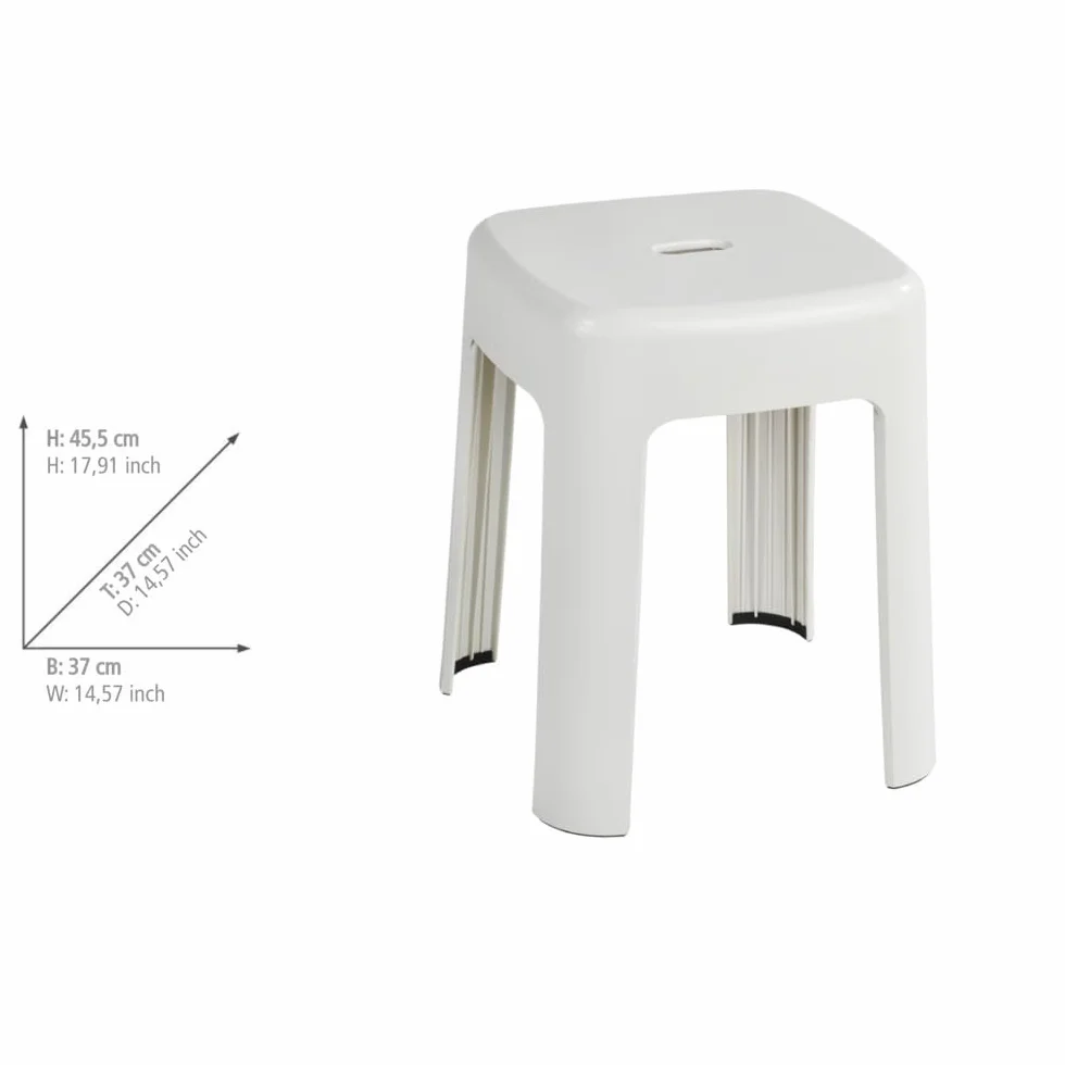 WENKO 22160100 Stołek Alaska - stołek łazienkowy, polipropylen, 37 x 45,5 x 37 cm, biały