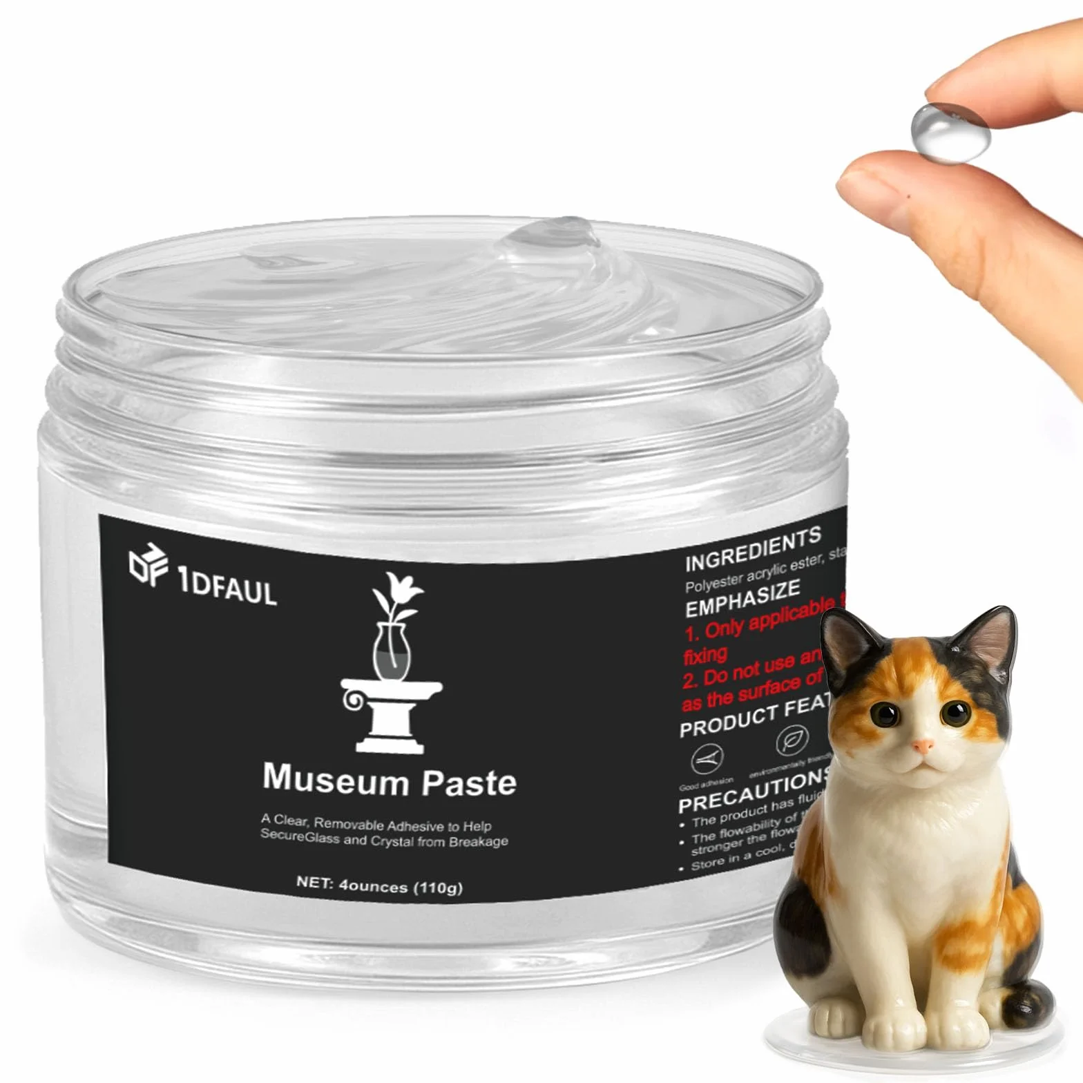 1DFAUL 110 g żel muzealny, Removable Clear Museum Paste Putty Wax, wielokrotnego użytku i bez pozostawiania śladów, stałe przedmioty kolekcjonerskie i dekoracje zapobiegające wstrząsom i upadkom