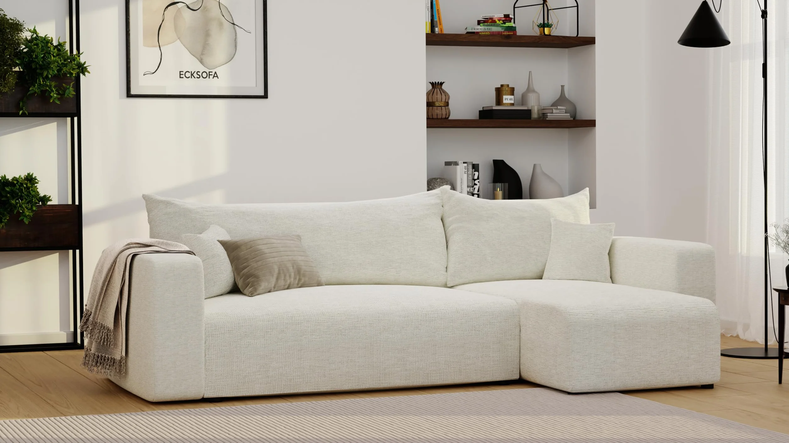 GREKPOL Sofa z funkcją spania, 145 x 248 cm, 3-osobowa, narożnik ze skrzynią na pościel, sofa do spania, do salonu