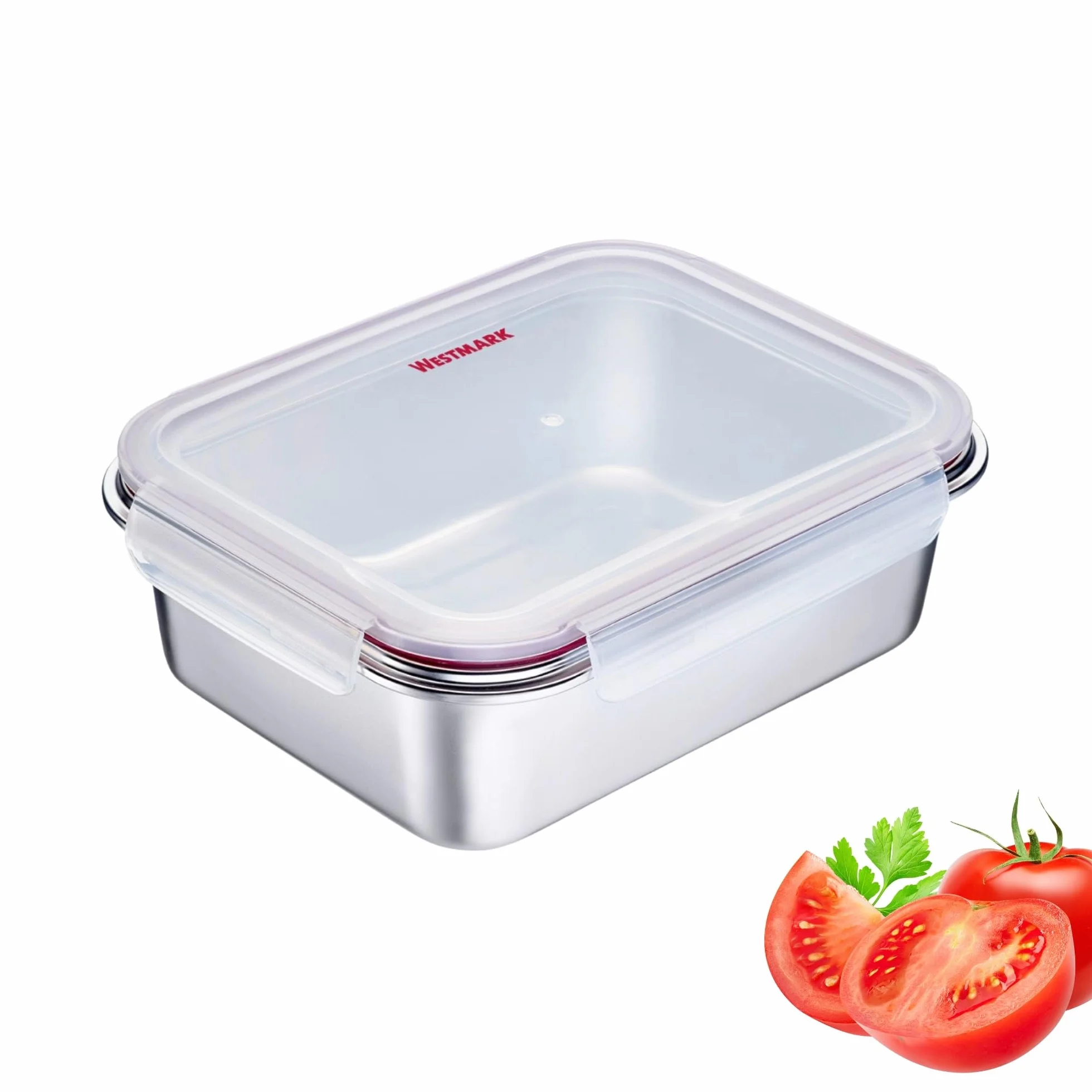 Westmark Pudełko na lunch ze stali nierdzewnej, szczelne i bez BPA. Można używać w mikrofalówce i piekarniku. optymalne do szkoły, pracy i przedszkola. Pojemność 1300 ml, kolor srebrny.