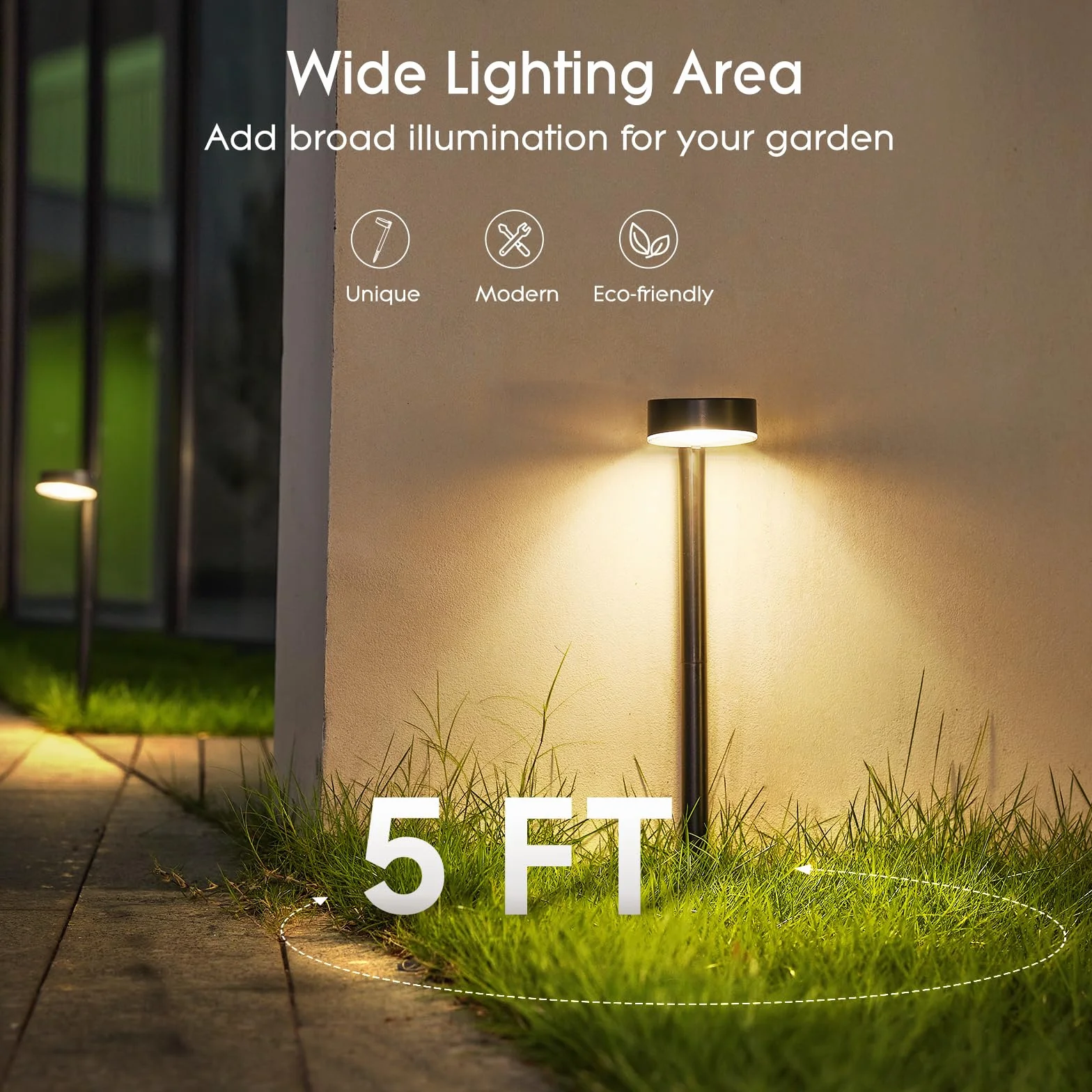 BUCASA Lampy solarne do ogrodu, 6 x 12 diod LED, jasne lampy solarne do użytku na zewnątrz, z dłuższym czasem pracy, wodoszczelność IP65, solarne lampy ogrodowe, dekoracja na trawnik, taras, podwórko