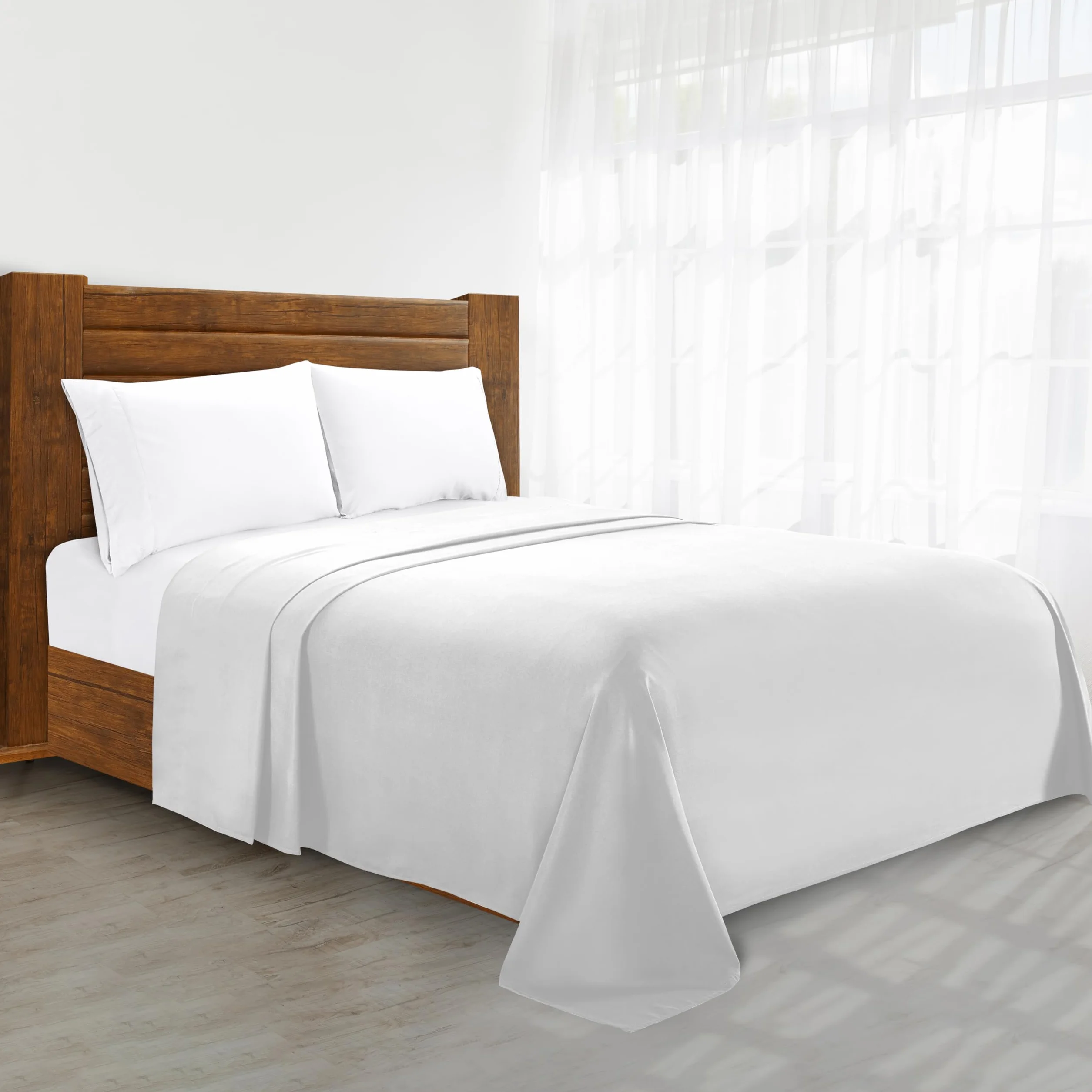 Elegant Comfort Luksusowe prześcieradło bez zagnieceń, gęstości splotu 1500, jakość hotelowa, 1-częściowe prześcieradło, rozmiar Queen Size, białe