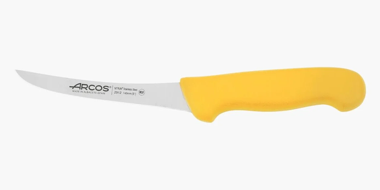 Arcos 291200 seria 2900-boning nóż nóż nitrm 140 mm (5,51 cala) - uchwyt polipropylenowy żółty kolor, stal nierdzewna 18/8