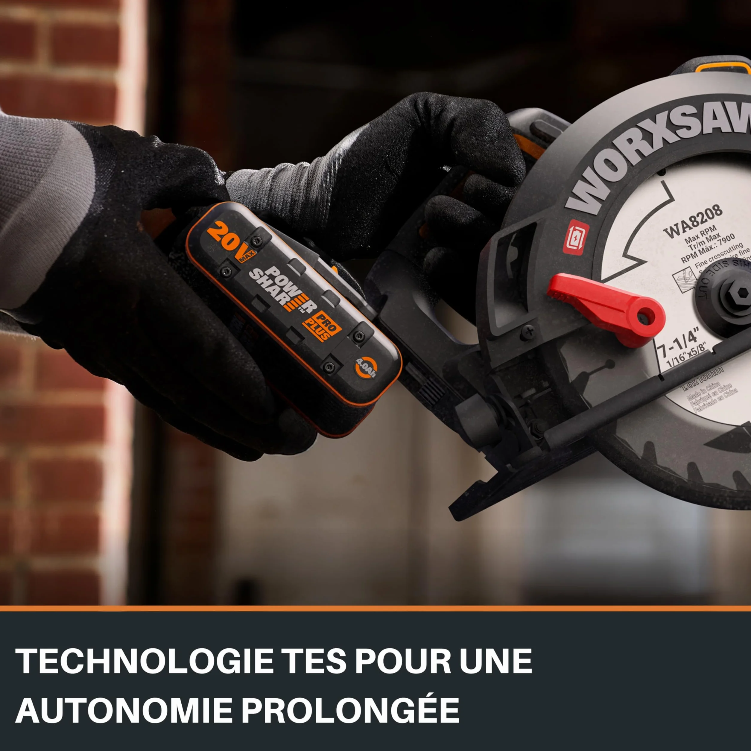 WORX Akumulator Powershare Pro Plus 20V 4Ah WA3646, akumulator o długim cyklu, z technologią o wysokiej wydajności, wbudowanym wskaźnikiem, kompaktowy i lekki, kompatybilny ze wszystkimi narzędziami