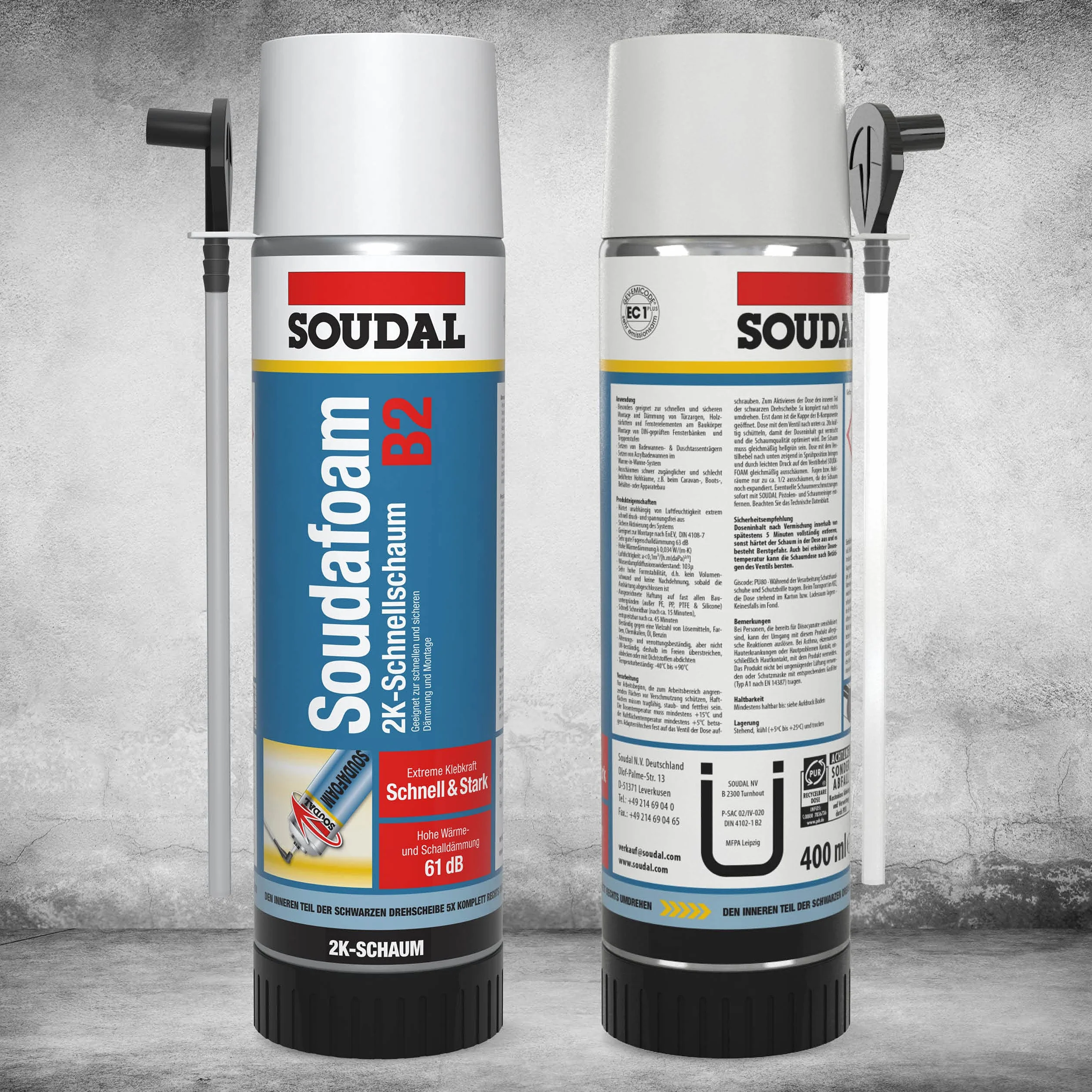 Soudal Soudafoam 2K, B2, 400 ml, pianka do ościeżnic