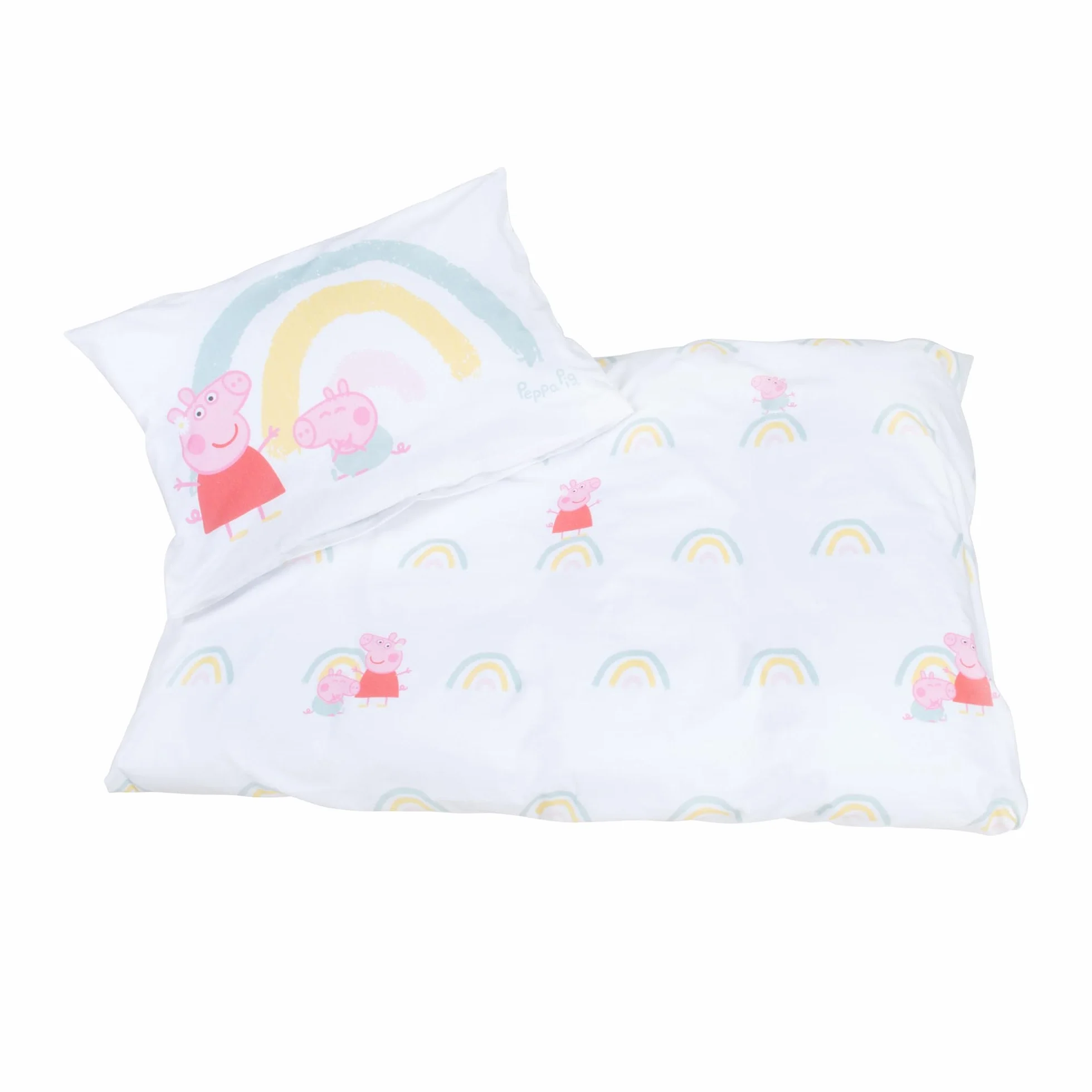 roba Pościel dziecięca 100 x 135 cm Świnka Peppa - Pościel dla dzieci z bawełny z pokrowcem na poduszkę 60 x 40 cm - Motyw z serialu animowanego - Biały/Różowy