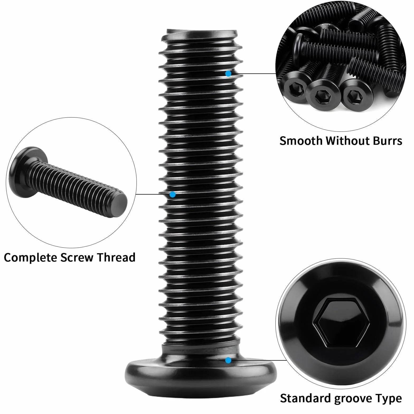 22 sztuki śrub z łbem płaskim M8 x 40 mm, śruby M8, czarne, śruby z łbem soczewkowym, ze stali nierdzewnej, A2 V2A, wkręty maszynowe ze śrubokrętem, do montażu, konserwacji, gospodarstwa