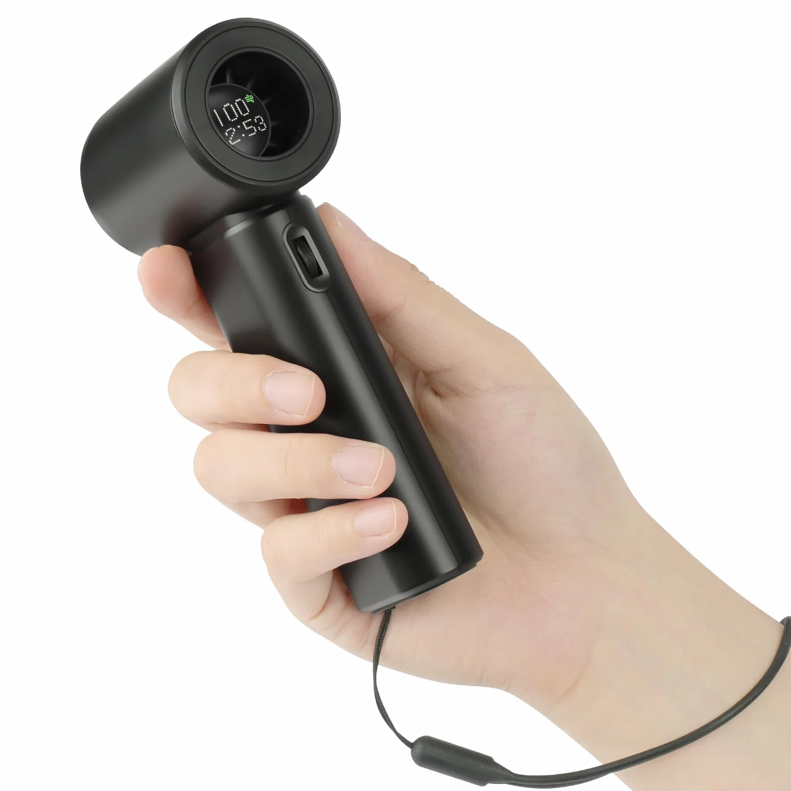 AUAUY Przenośny wentylator ręczny, regulowana prędkość wentylatora 1–100, bateria 3600 mAh, ładowanie USB-C, małe osobiste mini wentylatory z inteligentnym wyświetlaczem LED, wentylatory biurkowe do