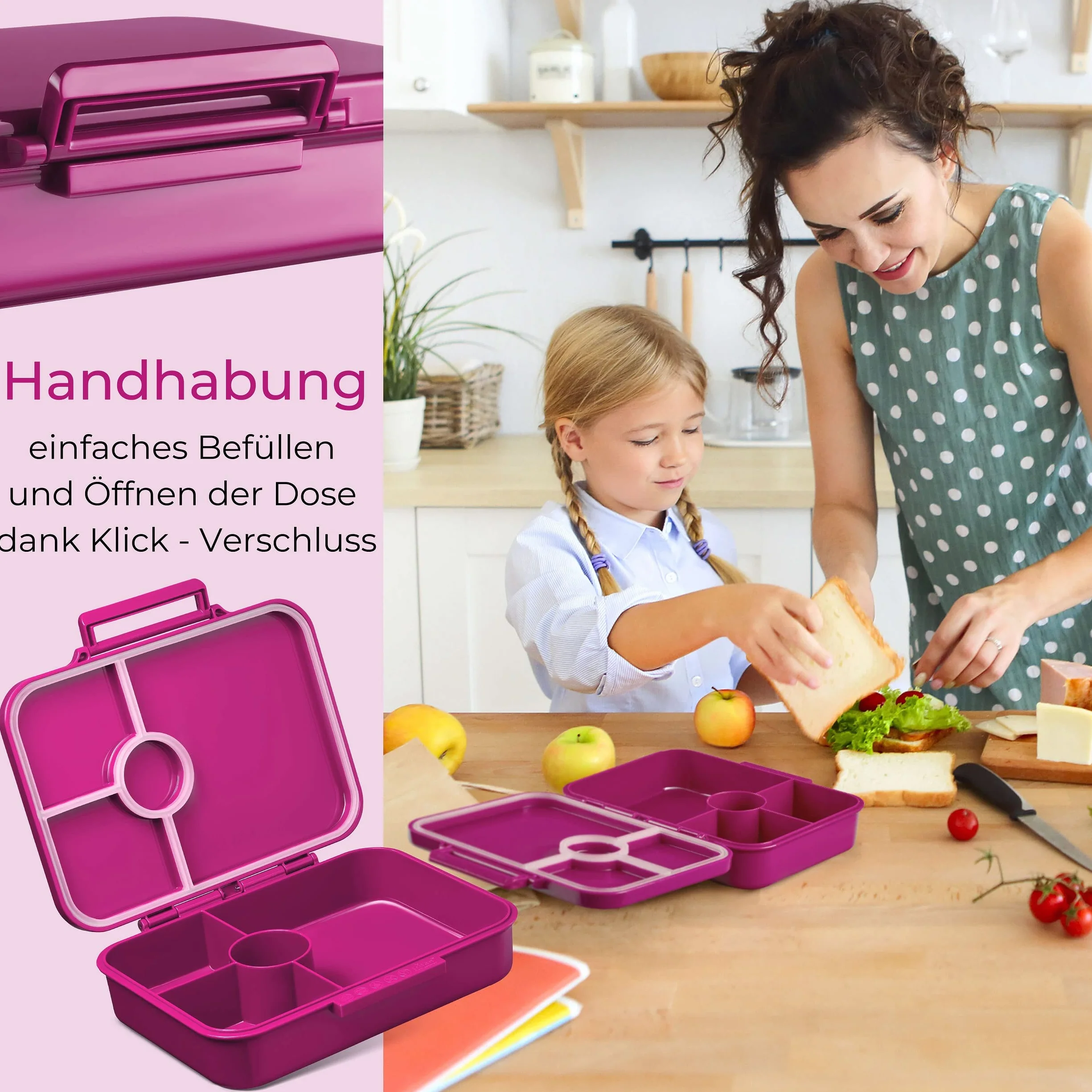 Vesperbox Bia Bento Box dla dzieci szczelne wolne od BPA pudełko na lunch fioletowe siedzący jednorożec