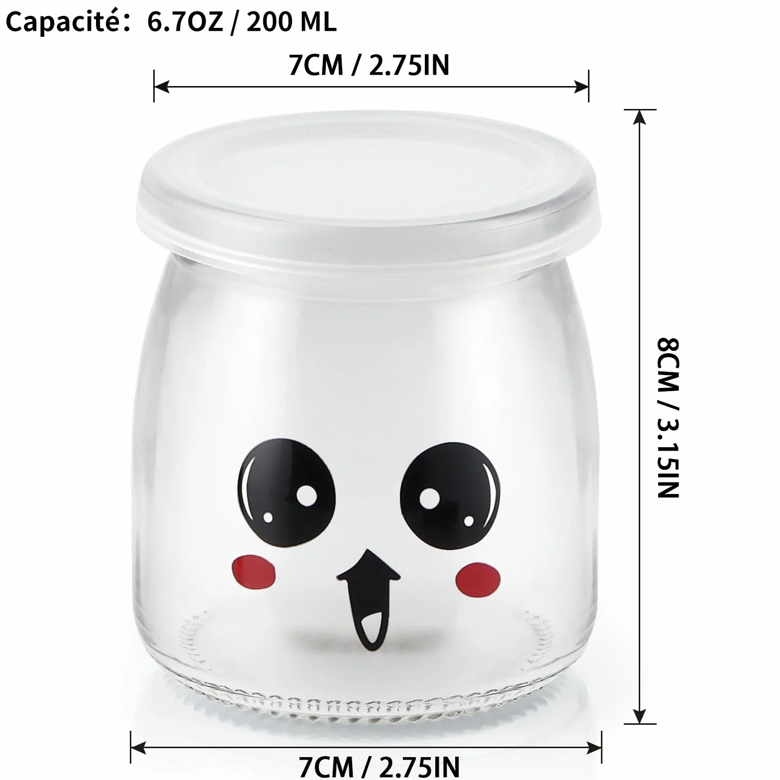 Skelang Szklany słoik na jogurt 200 ml 12 sztuk z plastikową pokrywką