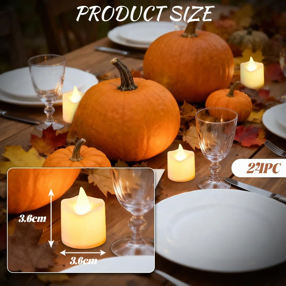 flintronic 24 szt. Świeczki LED Tea Light, zasilane bateryjnie, bezpłomieniowe świeczki Tea Light, realistyczne i jasne elektryczne sztuczne świeczki na urodziny, Walentynki, Boże Narodzenie