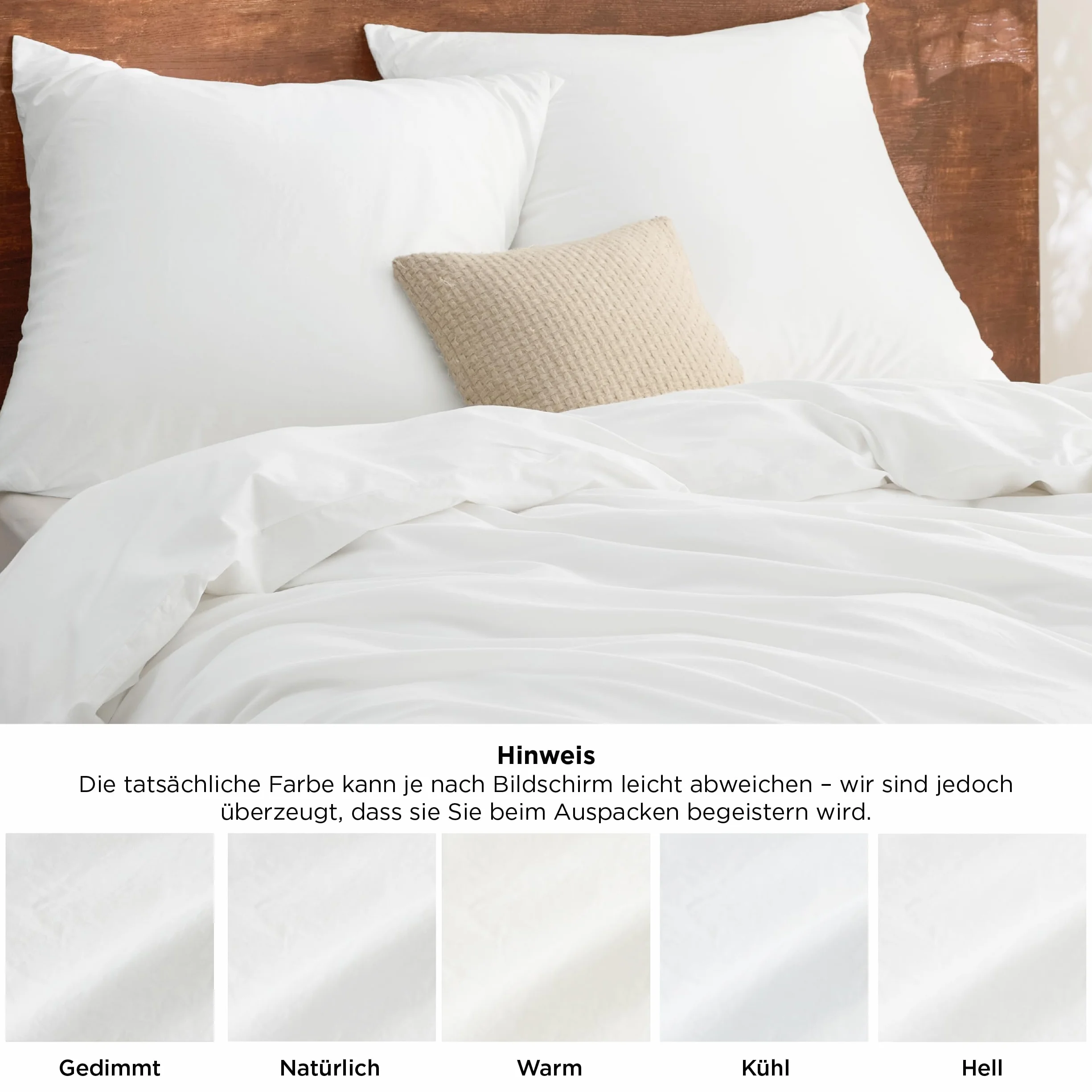 BEDSURE 3-częściowy komplet pościeli 200 x 200 cm, bawełna na lato, biała poszwa na kołdrę z 2 poszewkami na poduszkę 80 x 80 cm, podobna tekstura do pranego lnu, Öko-TEX zestaw pościeli z zamkiem