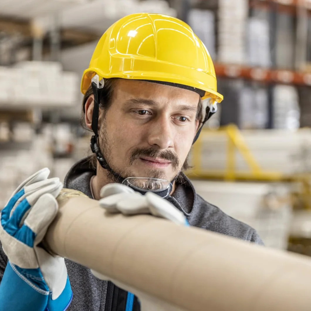 Högert Technik - PLONER kask ochronny, żółty, uniwersalny, kask budowlany | EN 397 | regulowany za pomocą jednego przycisku | otwory wentylacyjne | opaska przeciwpotowa | ochrona przed promieniowaniem
