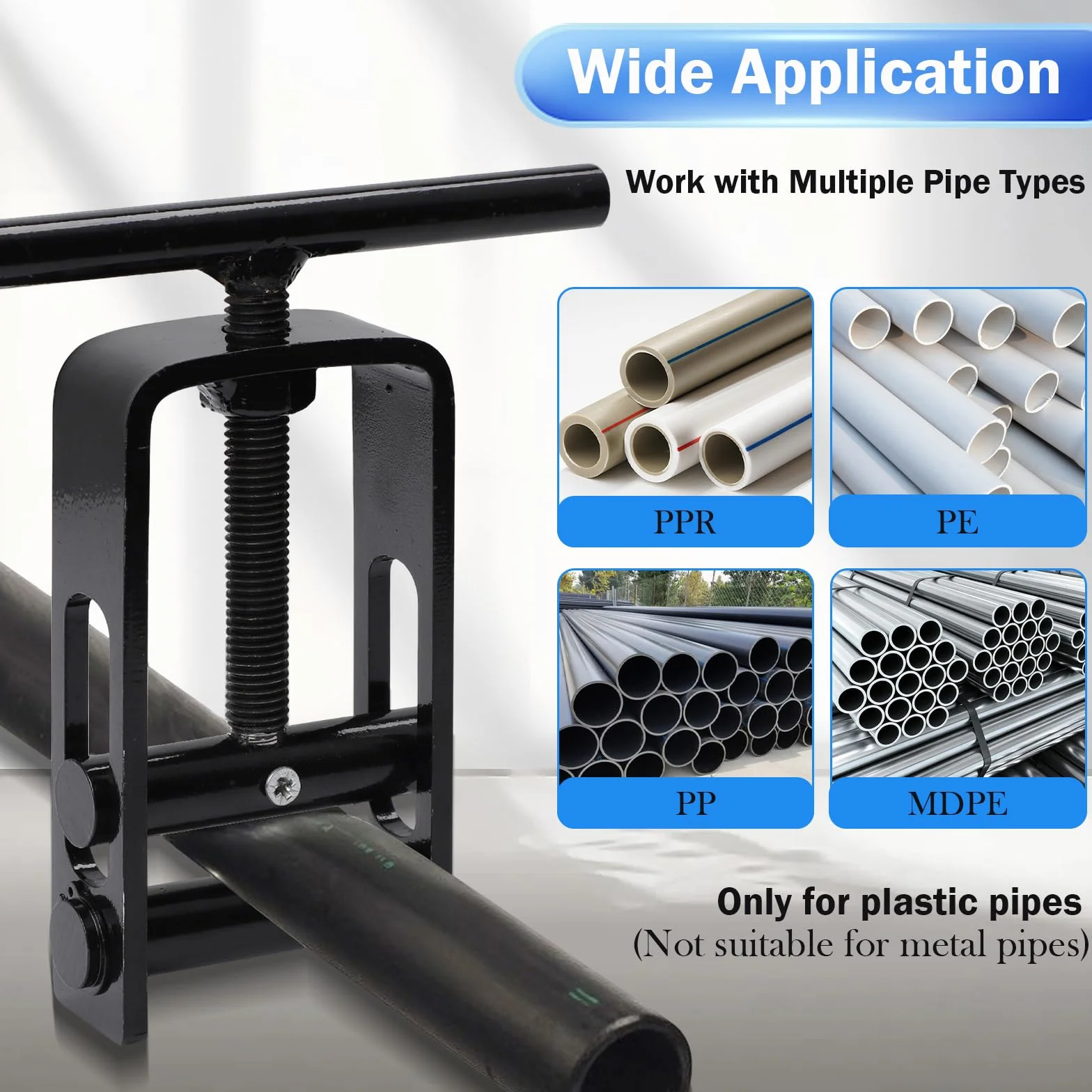 Qivine Narzędzie hydrauliczne do wyciskania 0-32 mm, regulowane narzędzie do wyciskania ze stopu stali do PE/PPR/PVC, narzędzia do zaciskania rur zatrzymują blokowanie rur przepływu wody, szczypce do