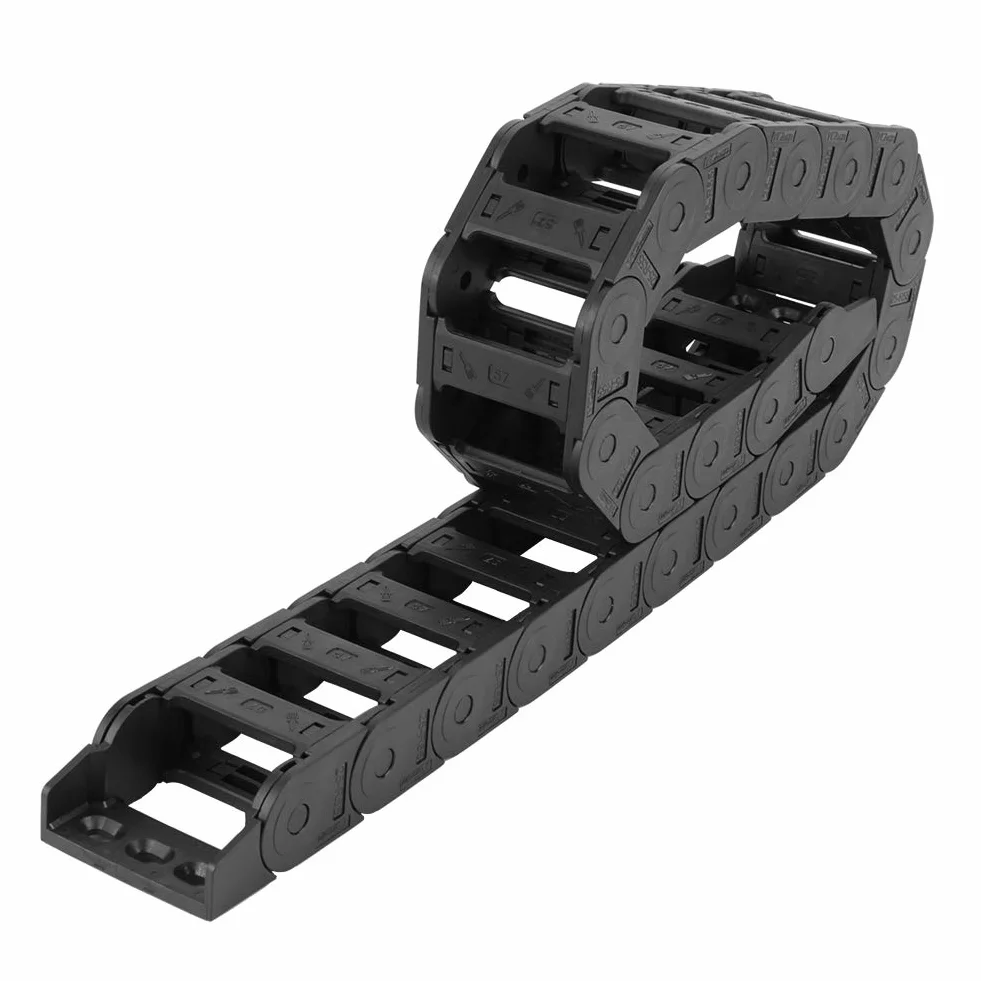 Łańcuch holowniczy o długości 100 cm 25 x 57 mm czarny nylon otwarty po obu stronach e-prowadnik kablowy e-prowadnik grawerki CNC łańcuszek kablowy